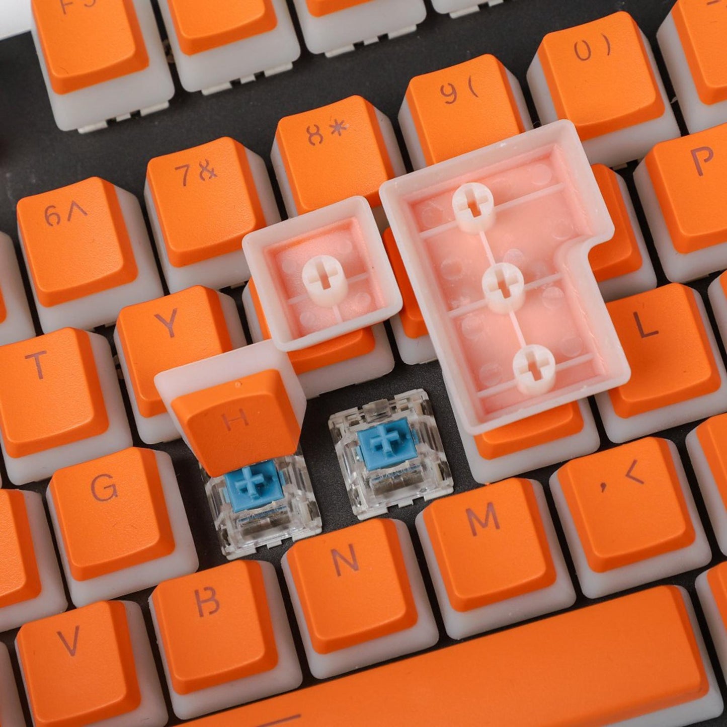 108 Key Keycaps PBT Pudding Keycaps for Cherry MX Mechanical Keyboard Orange