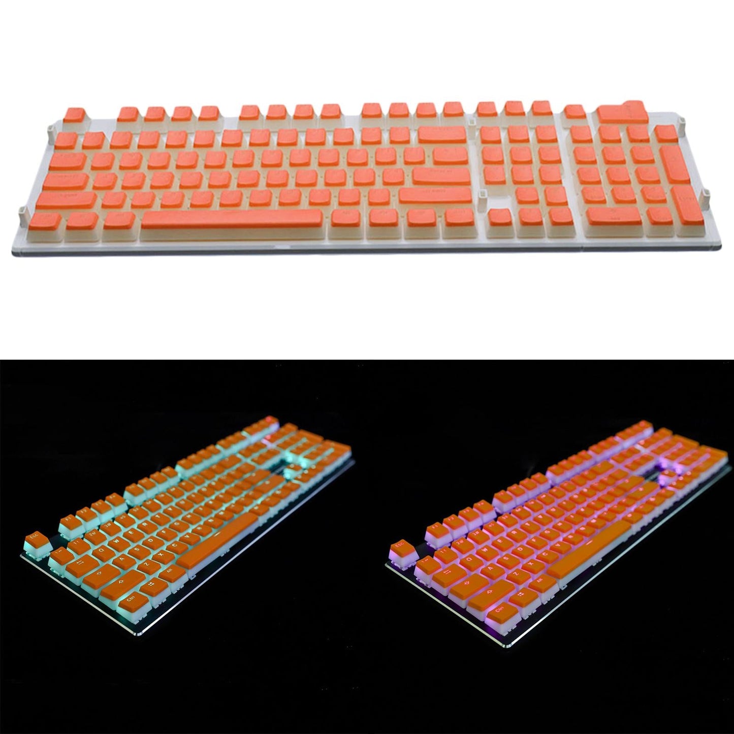 108 Key Keycaps PBT Pudding Keycaps for Cherry MX Mechanical Keyboard Orange