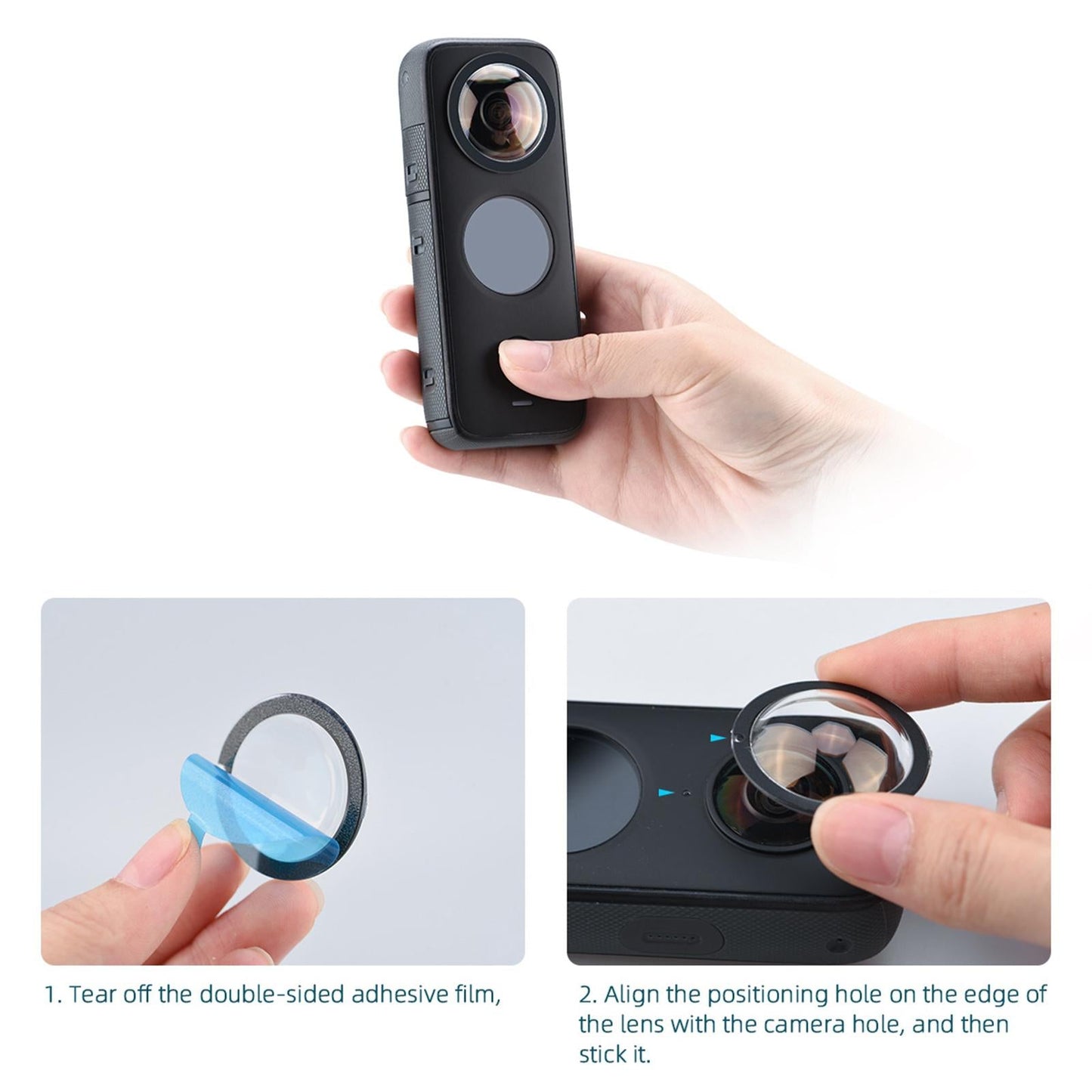 2 Packs Lens Protector with Double-sided Adhesives for Insta360 ONE X2