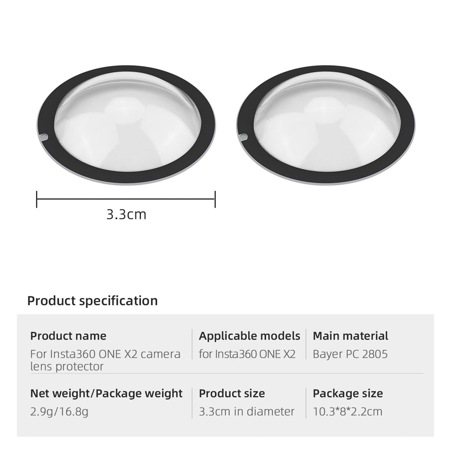 2 Packs Lens Protector with Double-sided Adhesives for Insta360 ONE X2