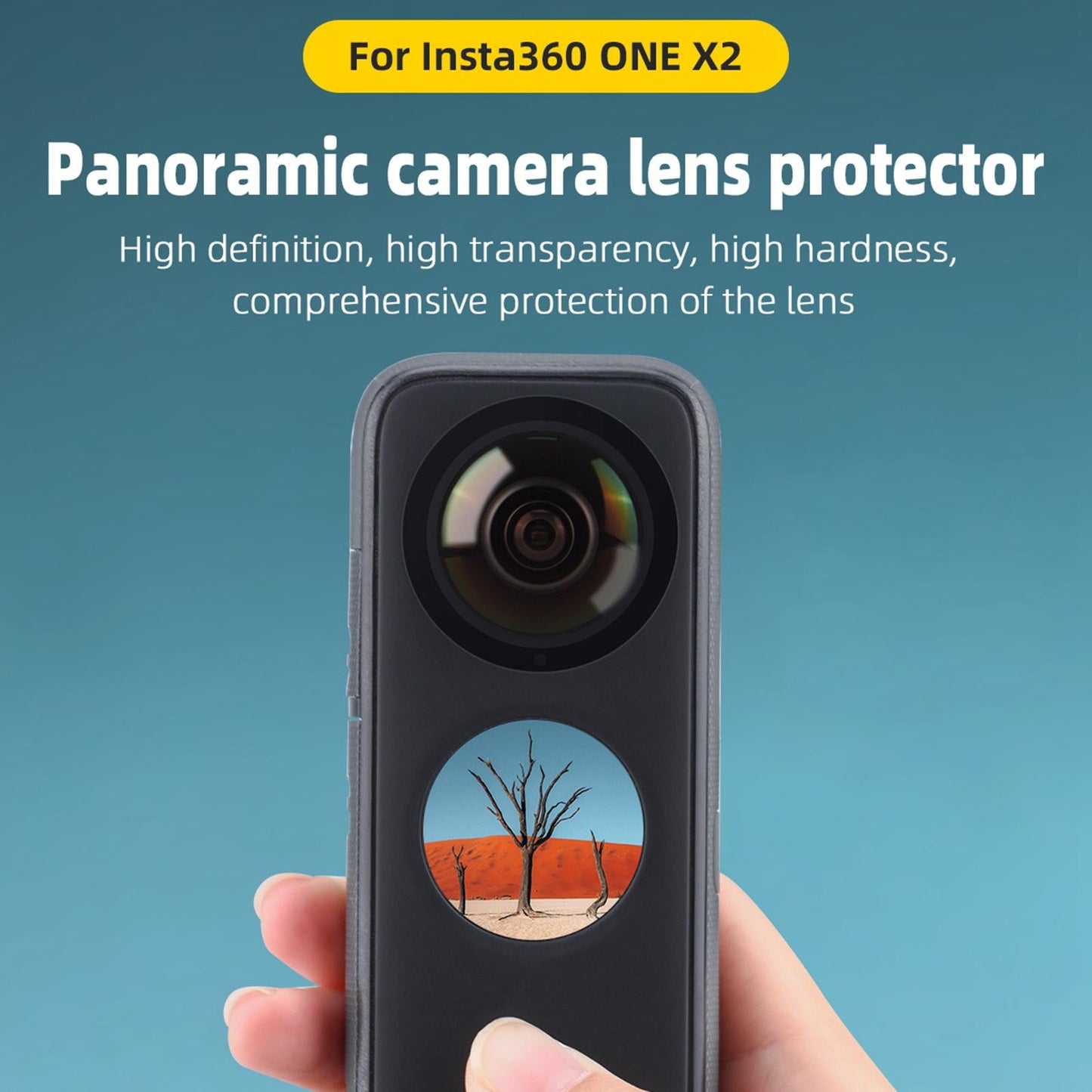 2 Packs Lens Protector with Double-sided Adhesives for Insta360 ONE X2