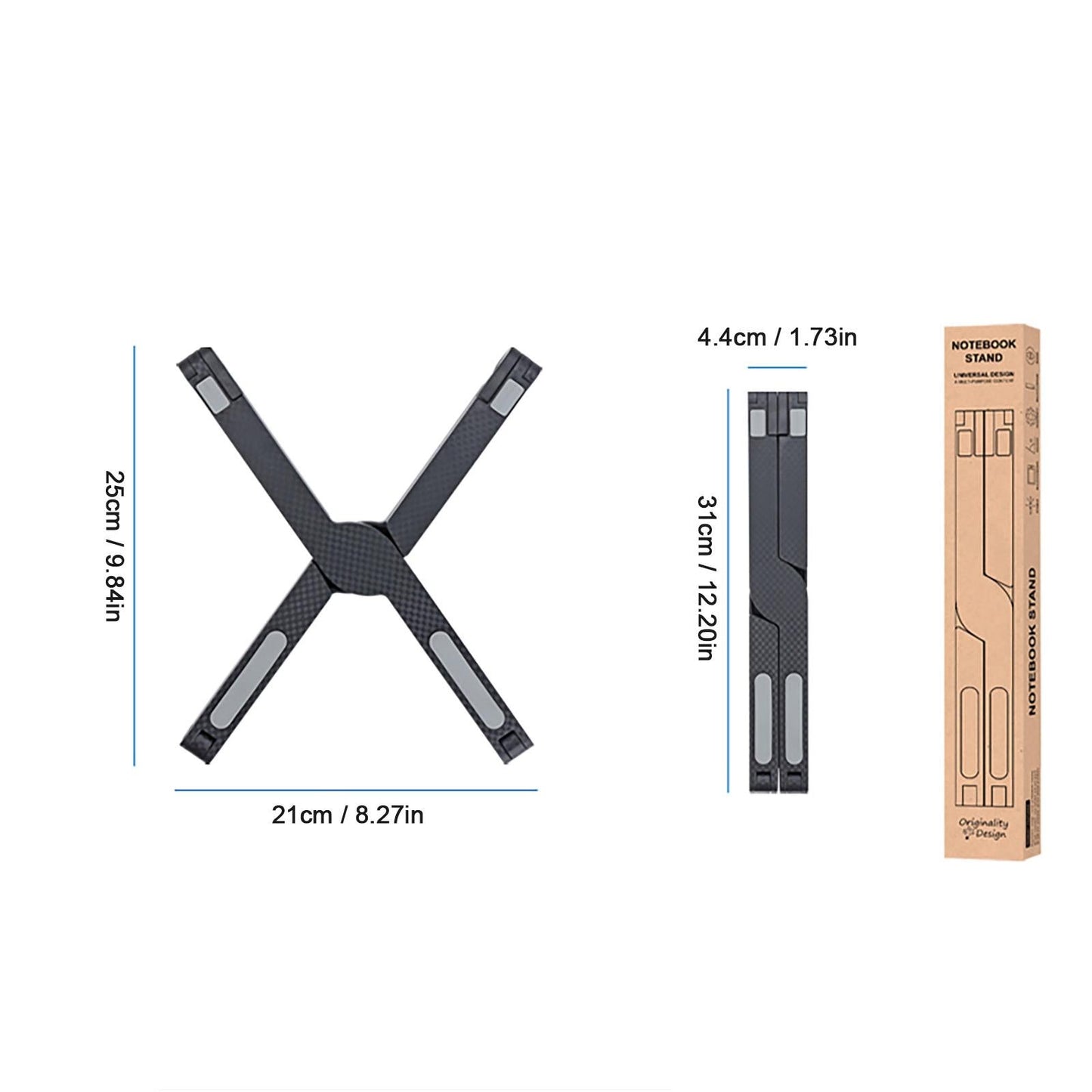 Ventilated Foldable Laptop Stand Tray Mount Heightening Bracket Cooling Rack Black