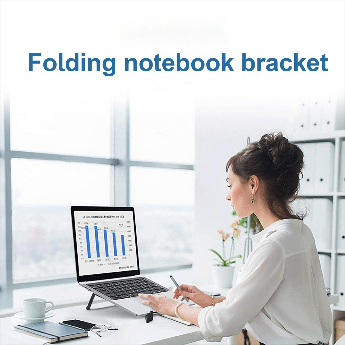 Ventilated Foldable Laptop Stand Tray Mount Heightening Bracket Cooling Rack Black