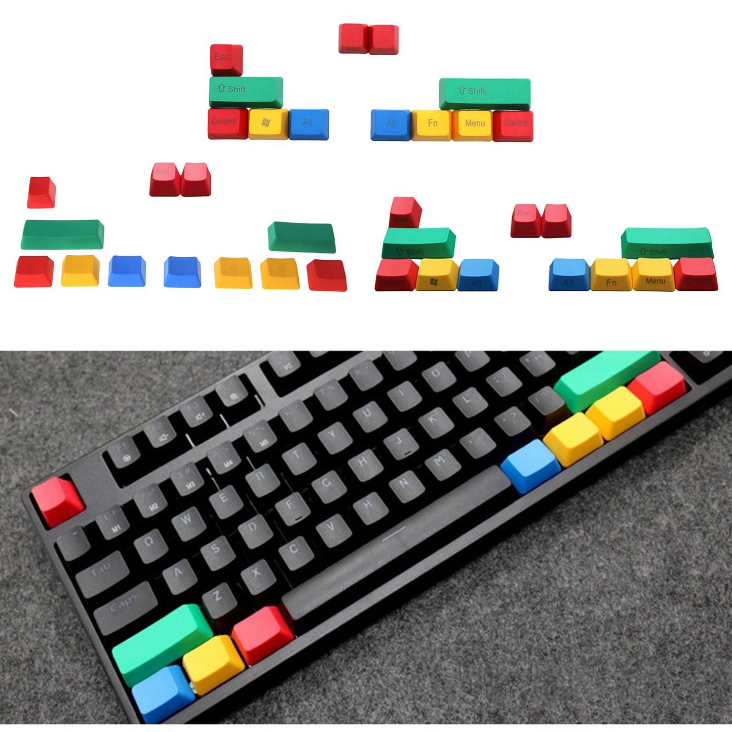 Upgraded PBT Pudding Thick RGBY Keycaps for Mechanical Keyboards A