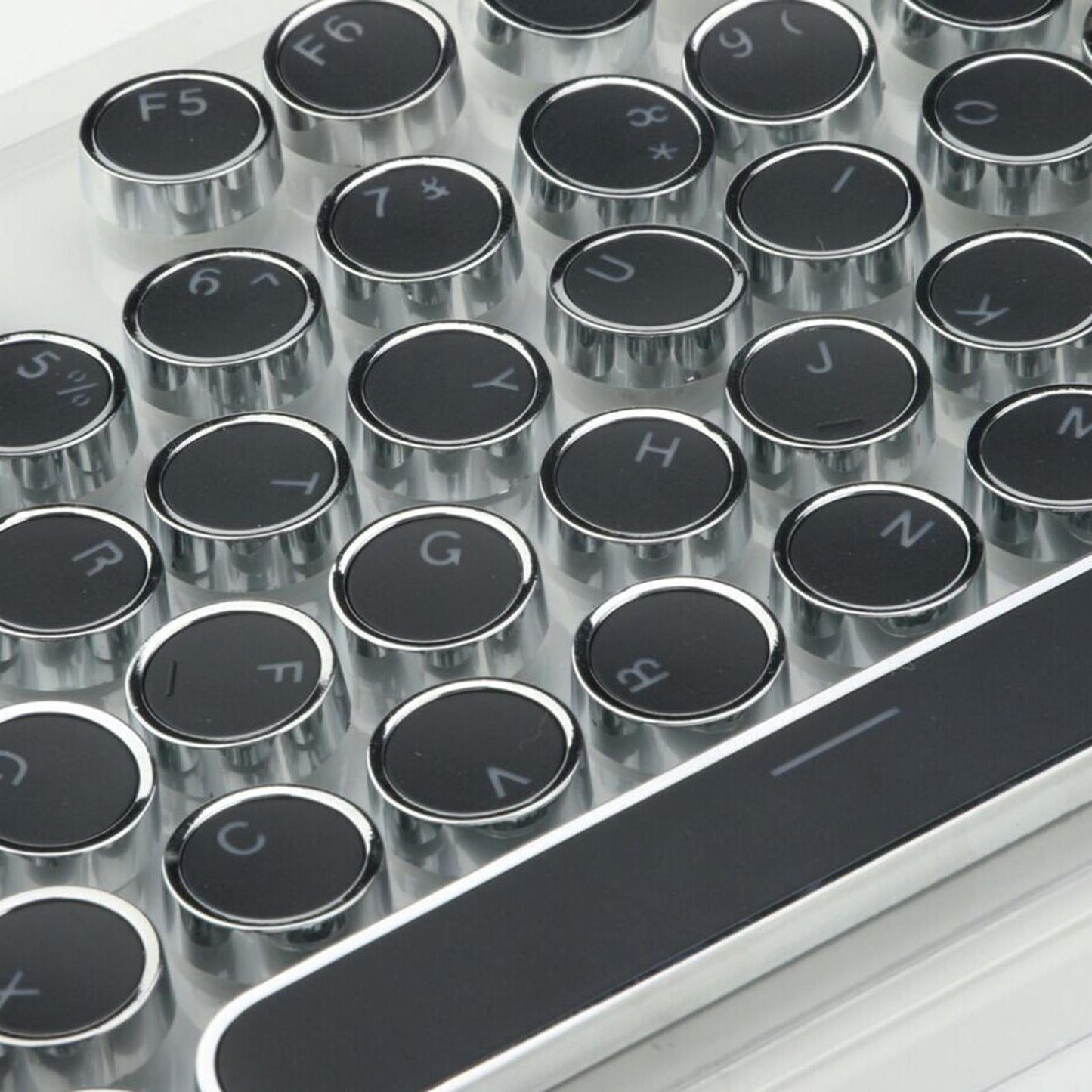 Round Keycaps Double Shot PBT Gaming Keyboard Retro black