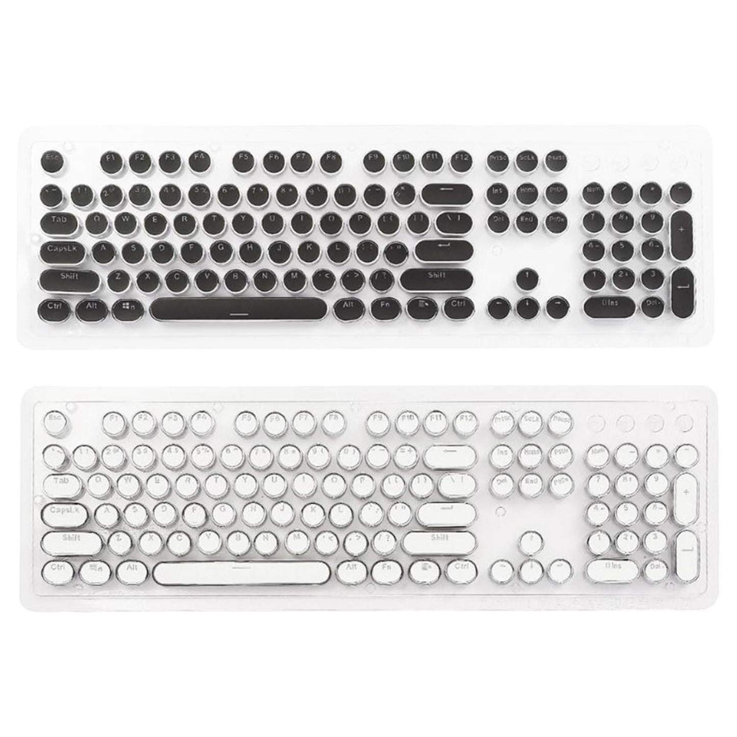 Round Keycaps Double Shot PBT Gaming Keyboard Retro black