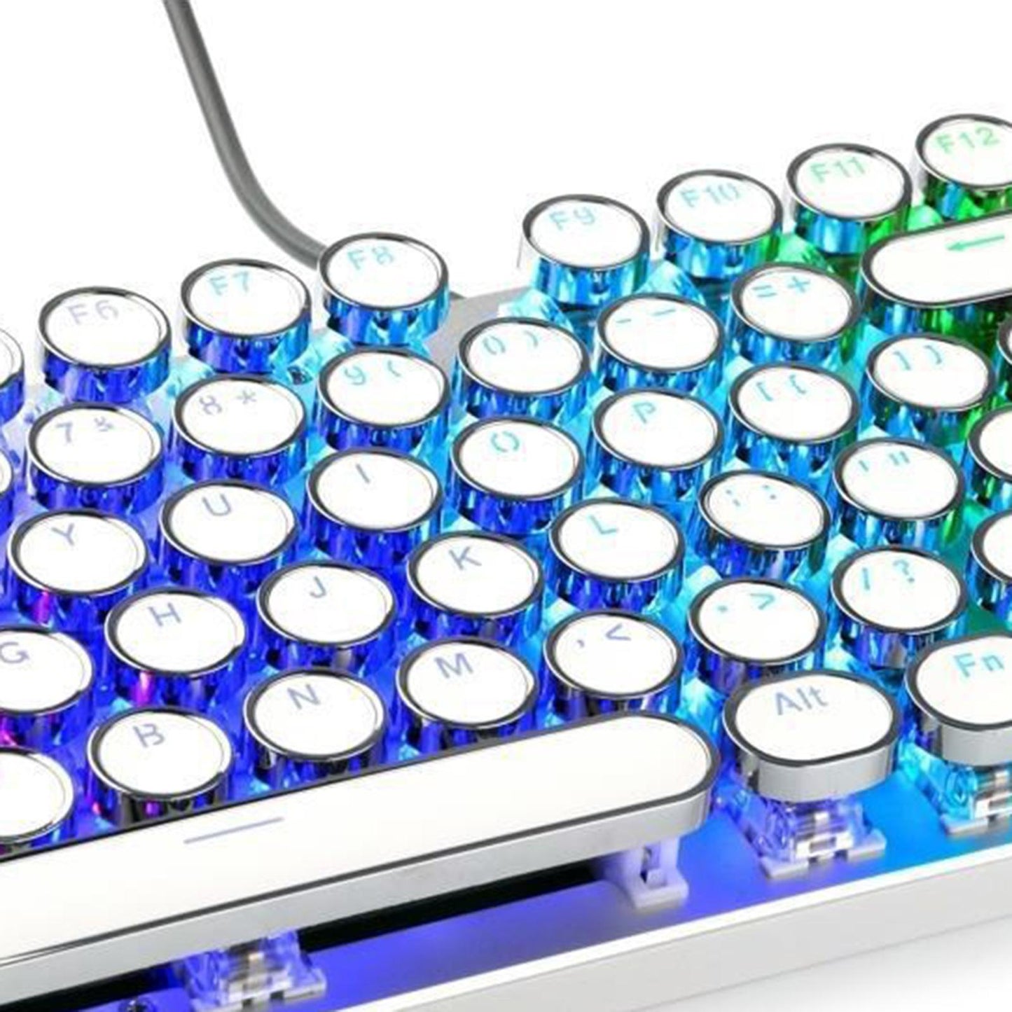 Round Keycaps Double Shot PBT Gaming Keyboard Retro white