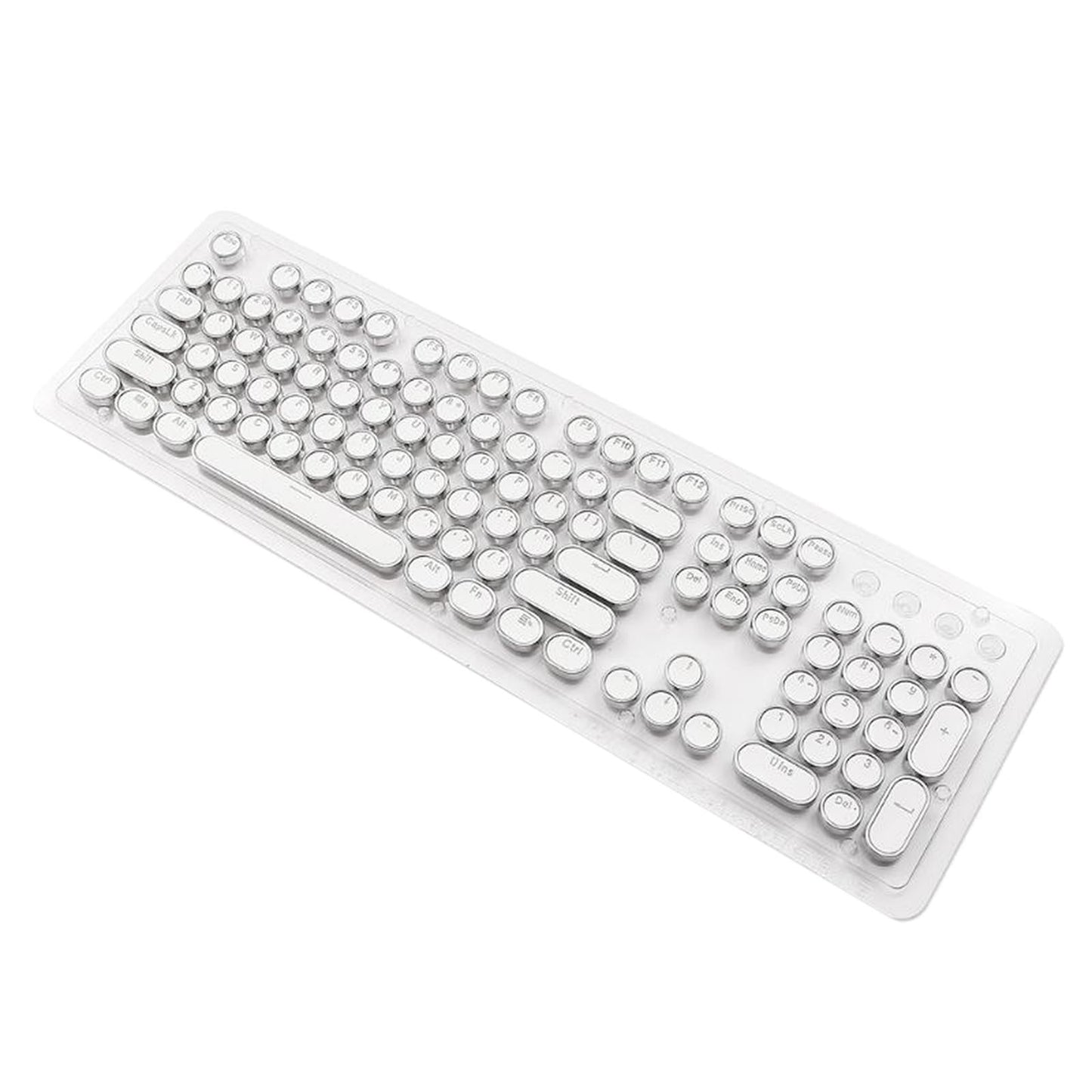 Round Keycaps Double Shot PBT Gaming Keyboard Retro white