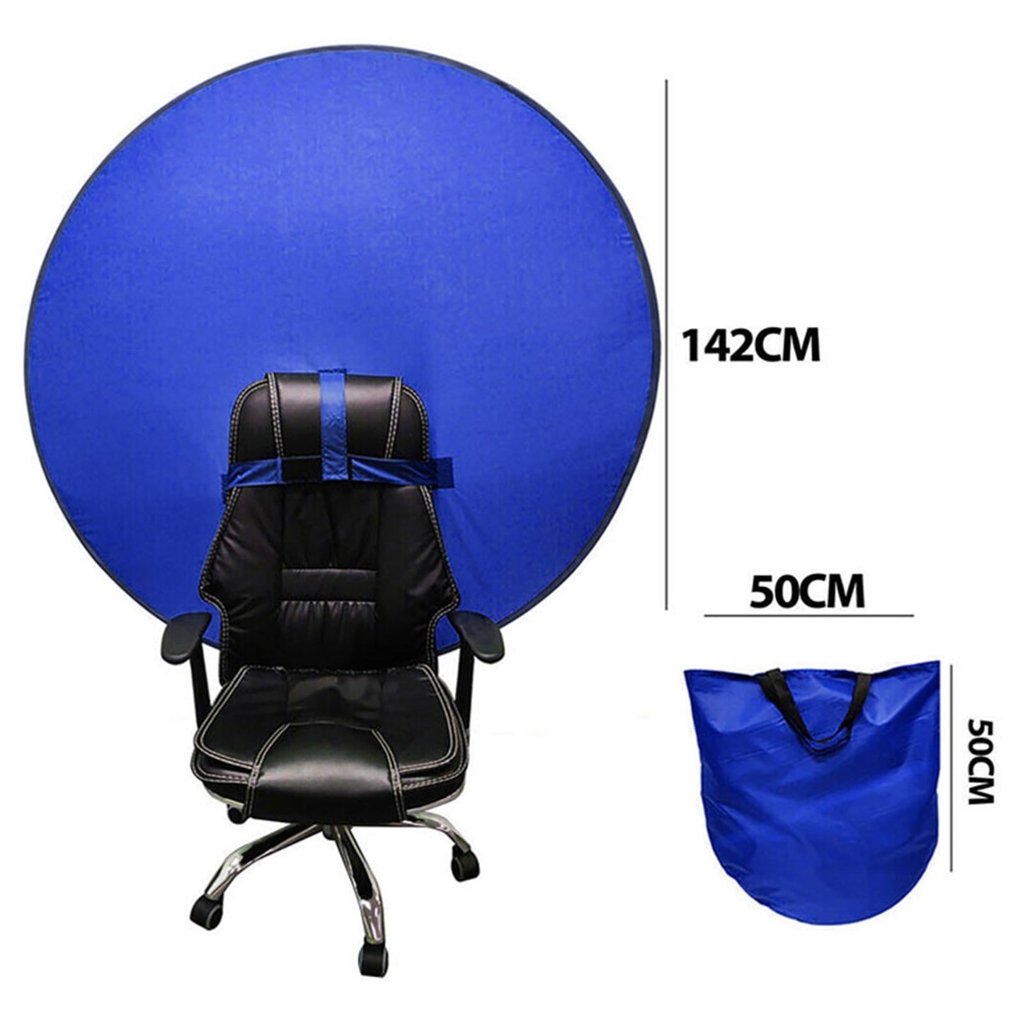 2-in-1 Blue Screen Round Cloth Fix on Chair for Zoom Video Photography