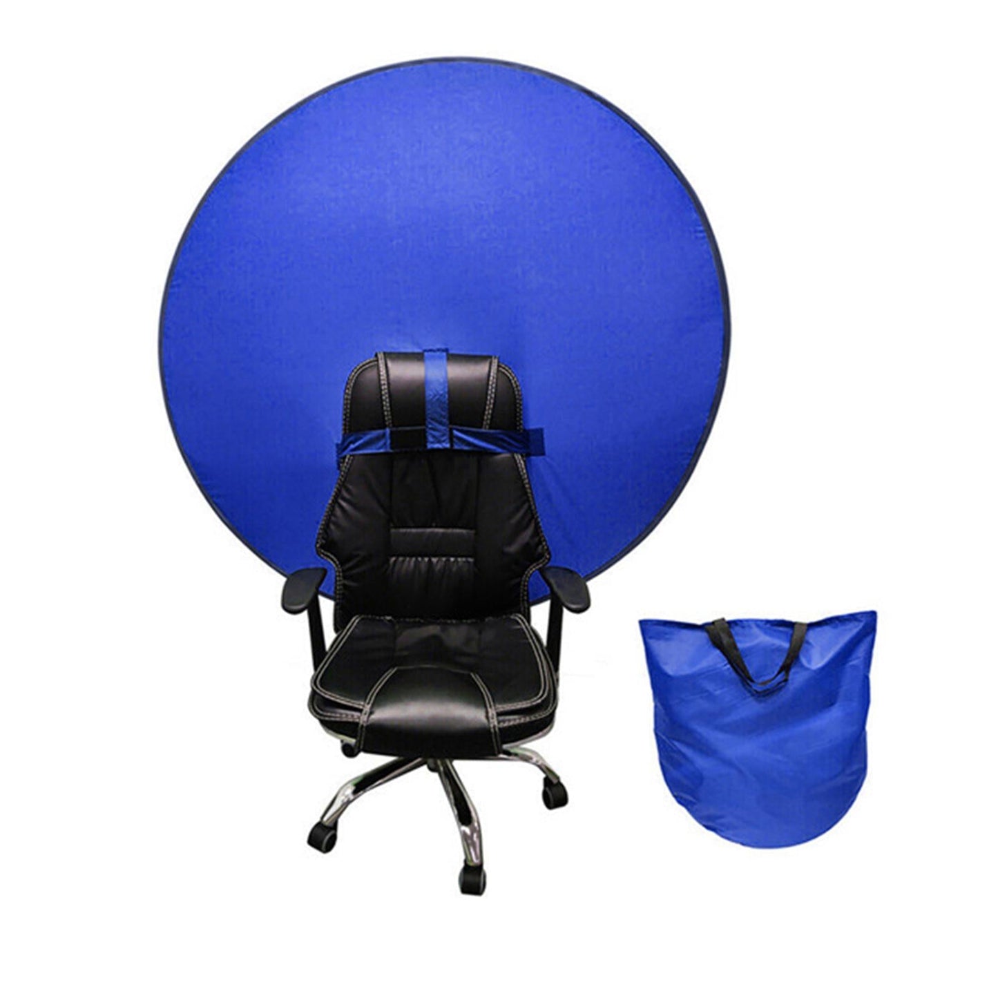 2-in-1 Blue Screen Round Cloth Fix on Chair for Zoom Video Photography