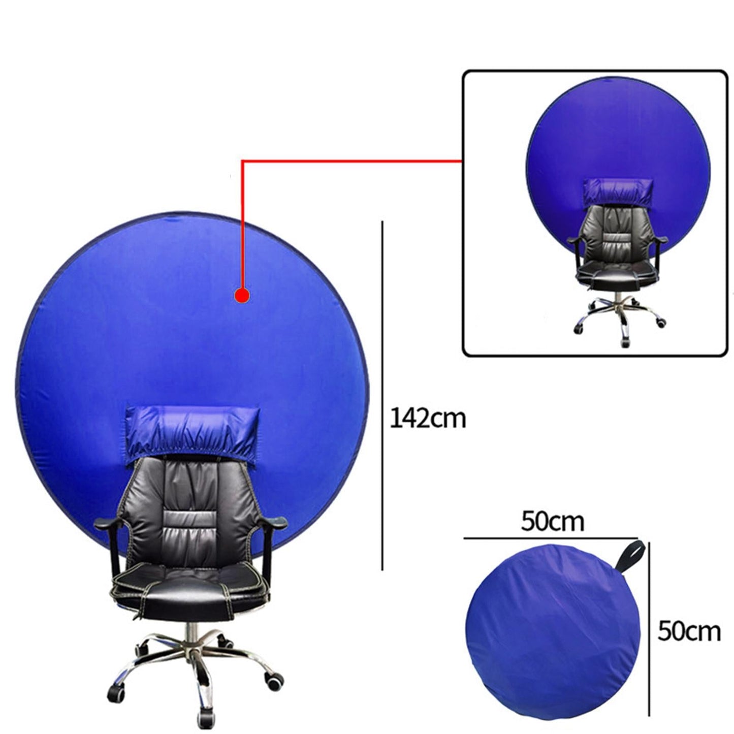 2-in-1 Blue Screen Round Cloth Fix on Chair for Zoom Video Photography