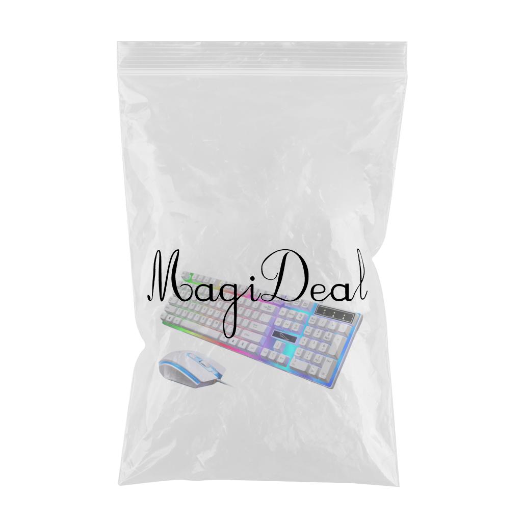 Gaming Wired Keyboard Mouse Kit Rainbow Backlit for Computer White