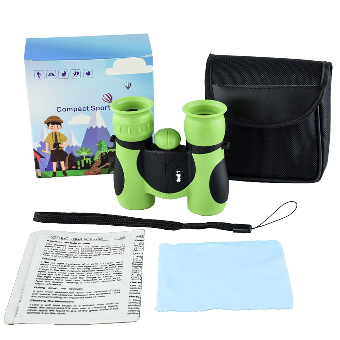 Shockproof Binoculars Small 8x21 for Kids Discover Travel Camping green