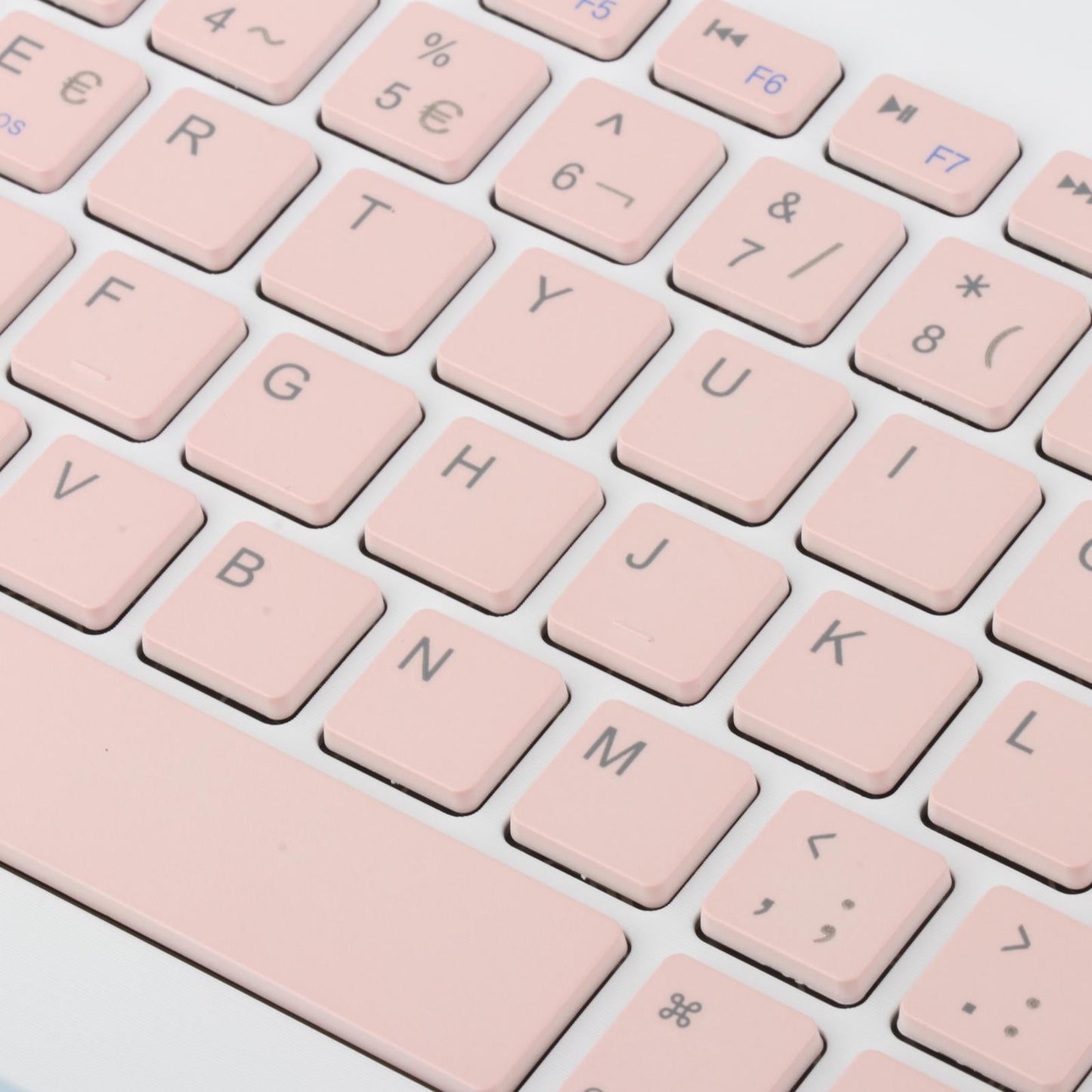 Portable Rechargeable Bluetooth Keyboard 78Keys Spanish for Desktop Pink