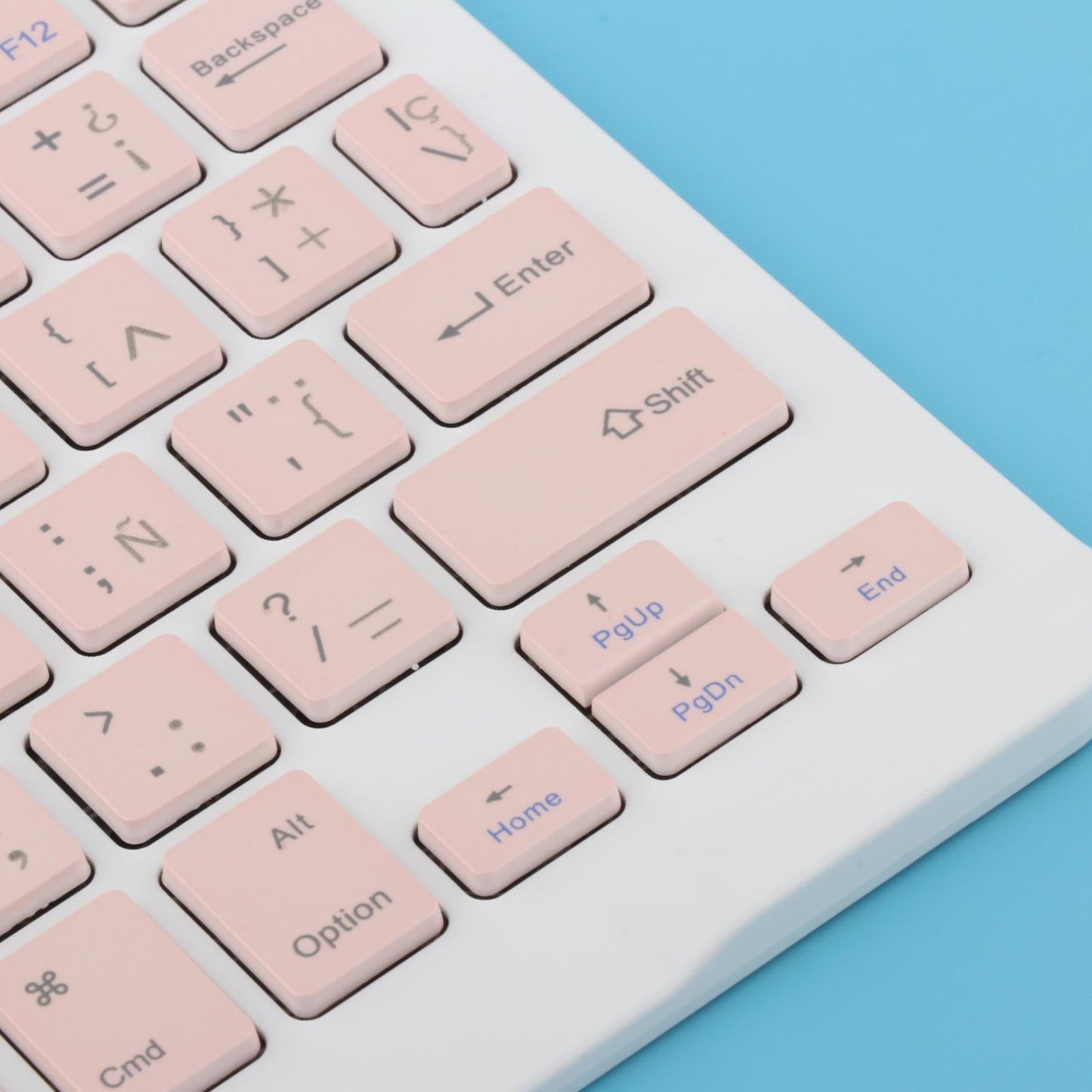 Portable Rechargeable Bluetooth Keyboard 78Keys Spanish for Desktop Pink