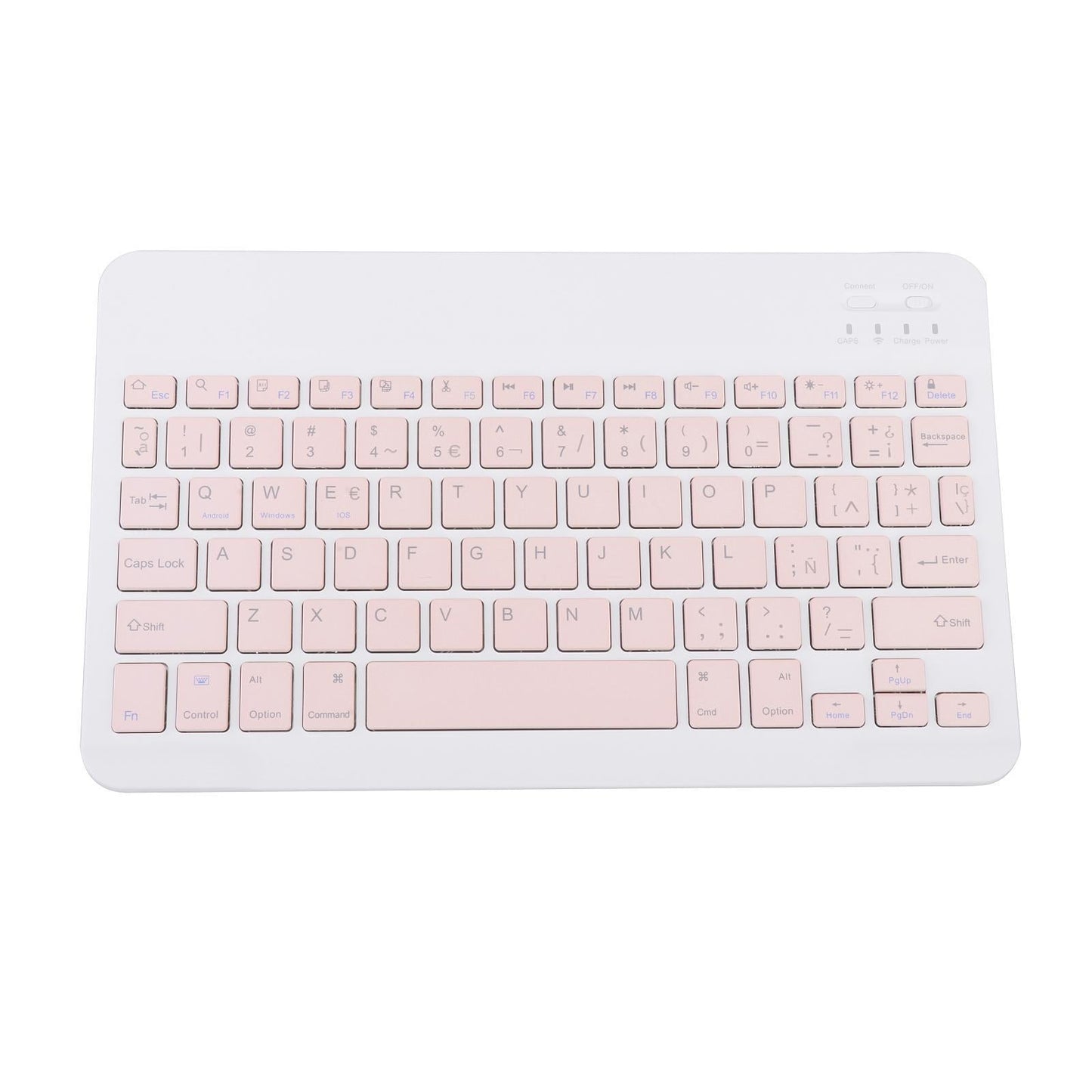Portable Rechargeable Bluetooth Keyboard 78Keys Spanish for Desktop Pink