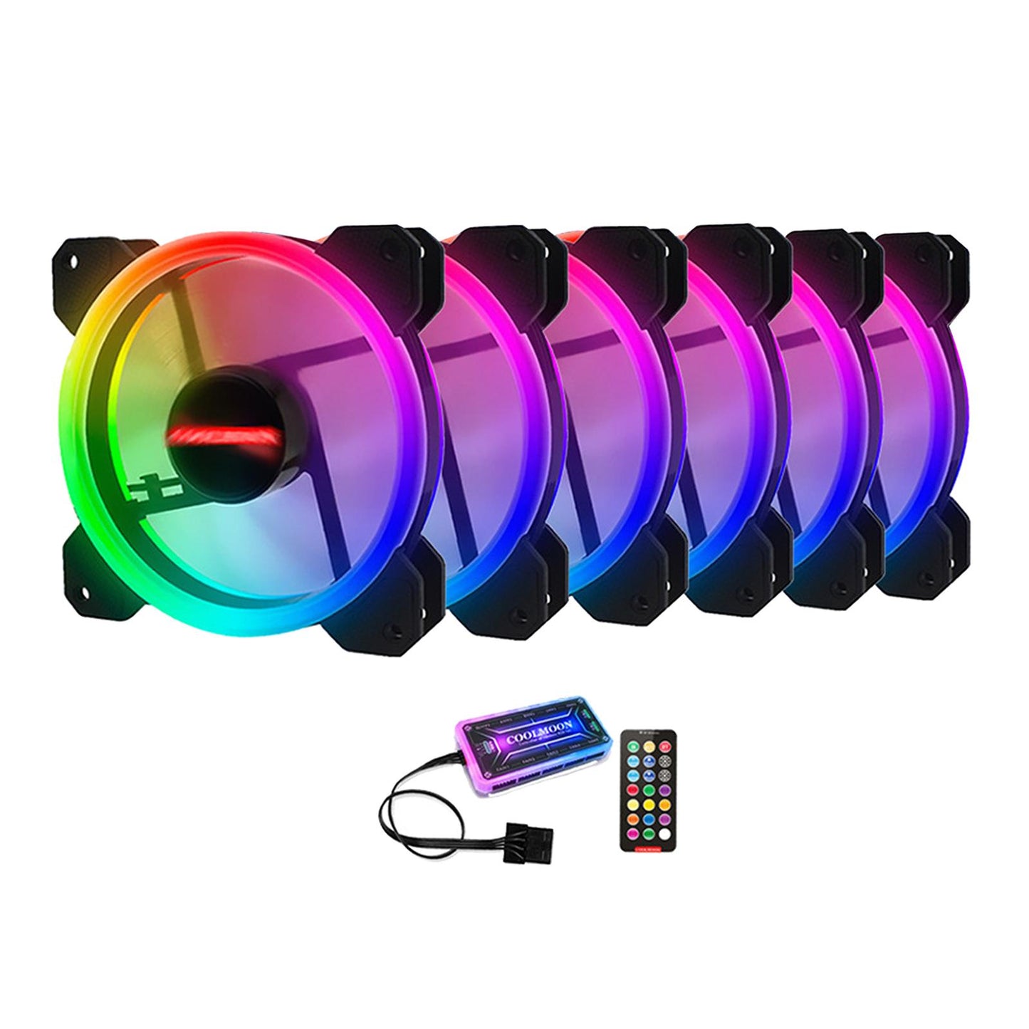 12cm RGB Computer Case Cooling Fan with Controller Remote 6 fan controller A