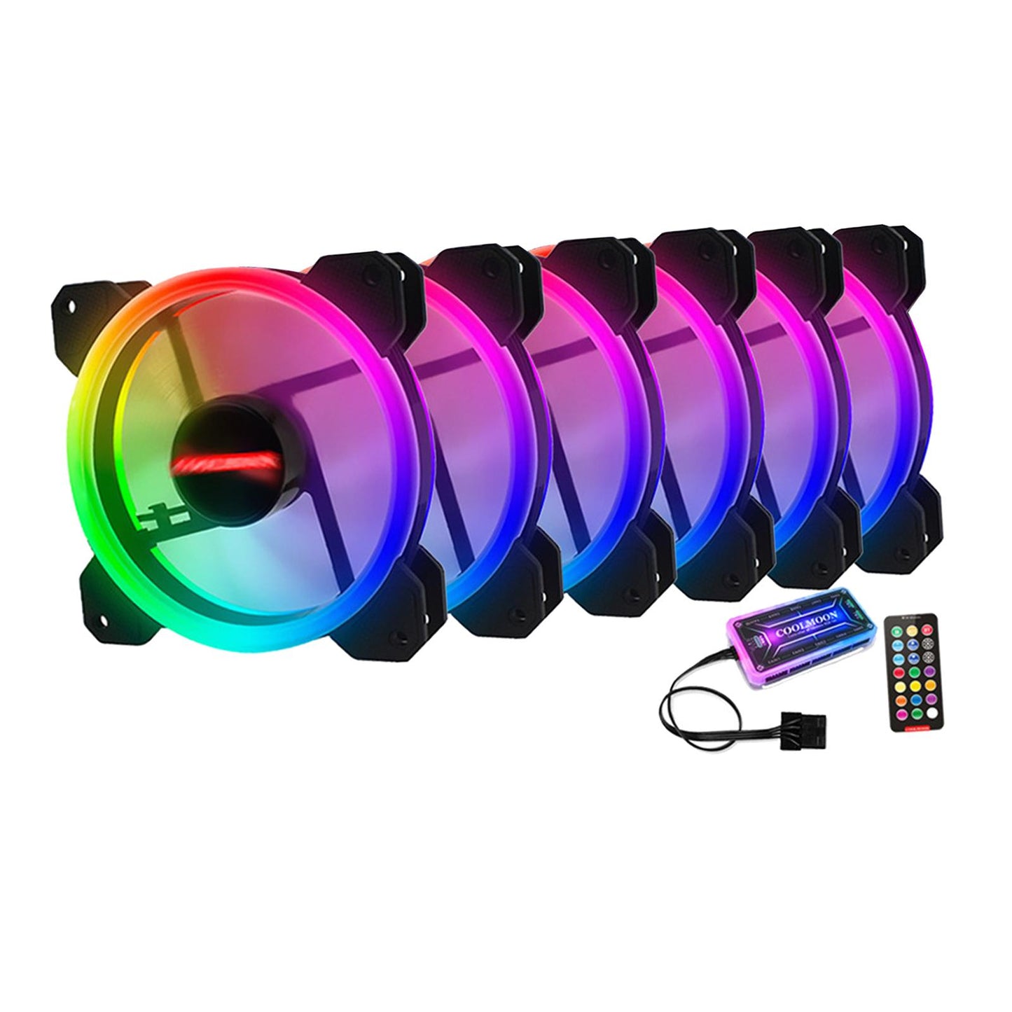 12cm RGB Computer Case Cooling Fan with Controller Remote 6 fan controller A