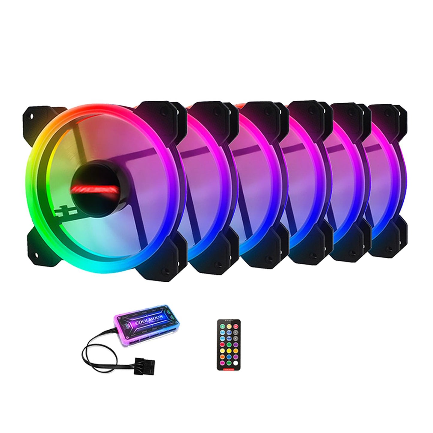 12cm RGB Computer Case Cooling Fan with Controller Remote 6 fan controller A