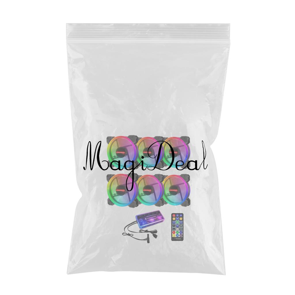 12cm RGB Computer Case Cooling Fan with Controller Remote 6 fan controller B