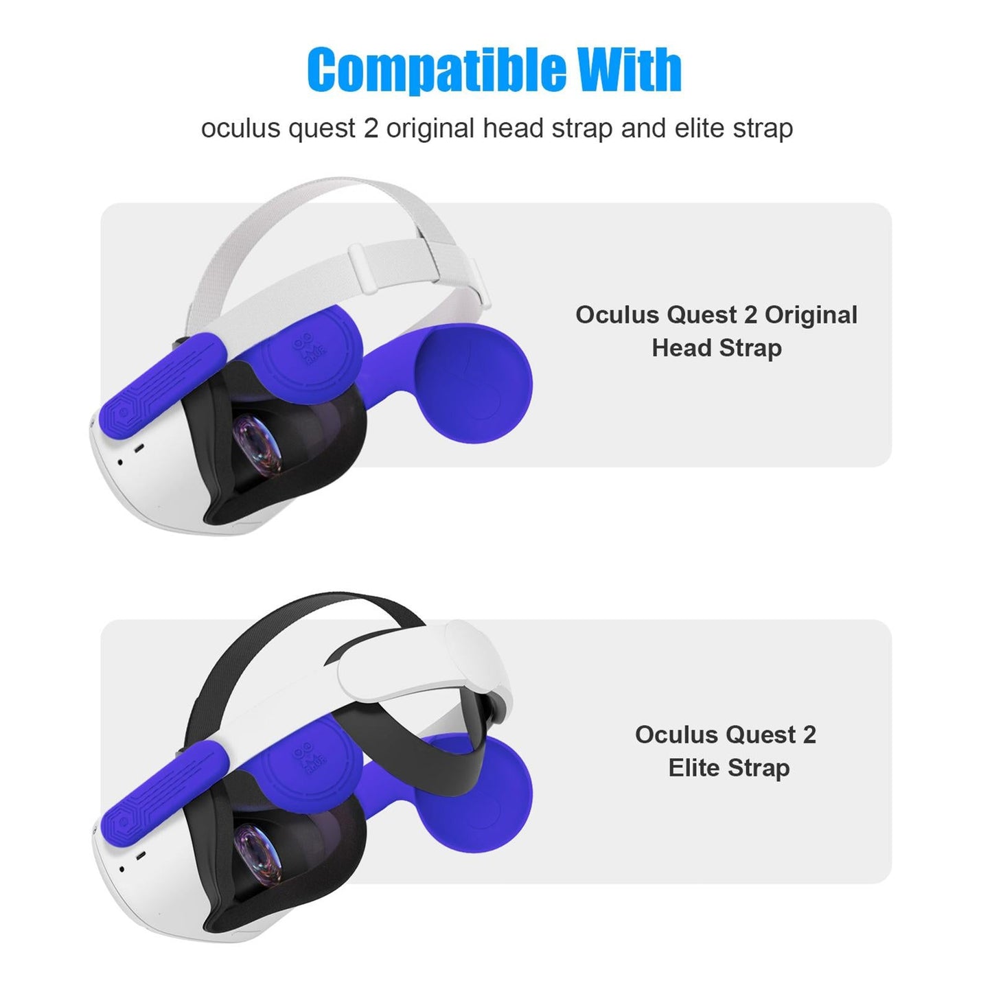 Silicone VR Ear Muffs For Quest 2 VR Headset Enhancing Sound Solution Blue