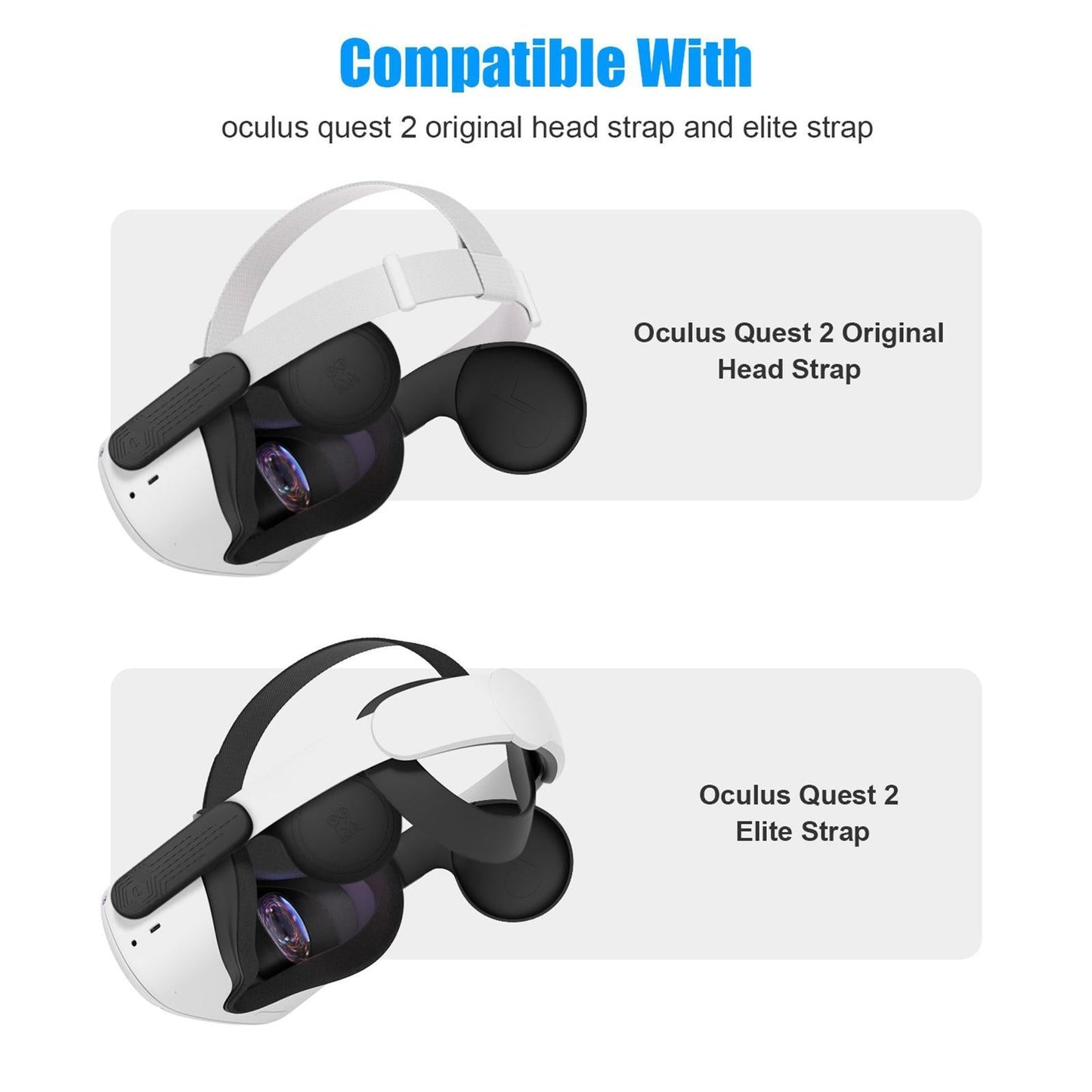 Silicone VR Ear Muffs For Quest 2 VR Headset Enhancing Sound Solution Black