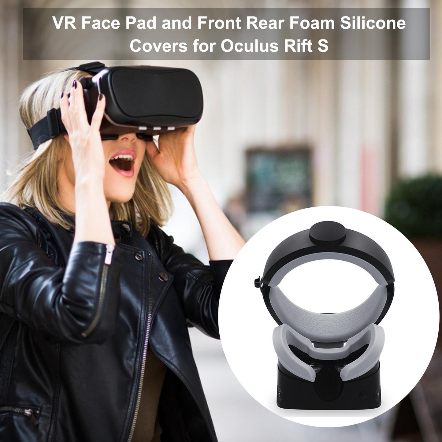 Silicone Cover VR Face Pad For Oculus Rift S Replacement Pad Cover Gray