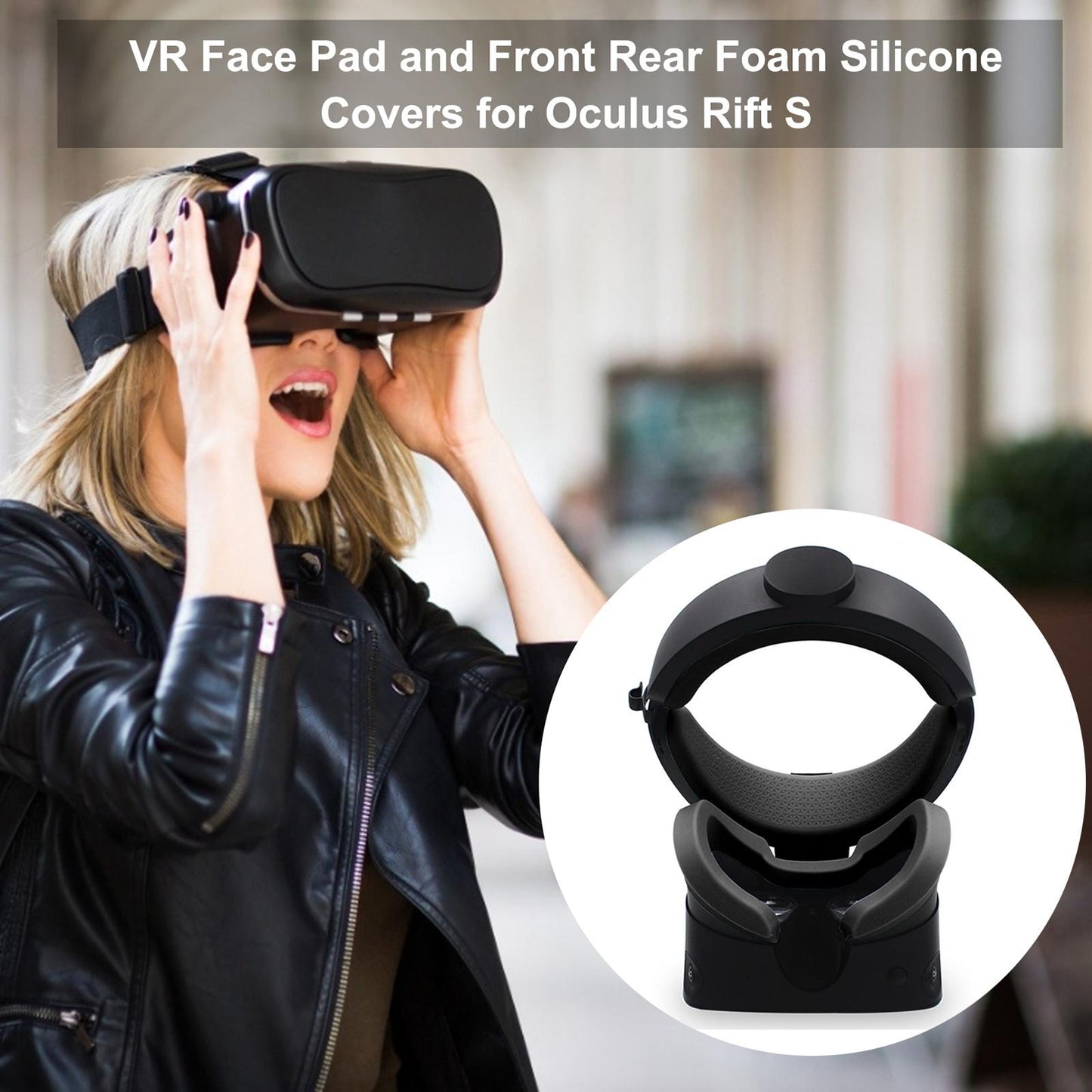 Silicone Cover VR Face Pad For Oculus Rift S Replacement Pad Cover Black