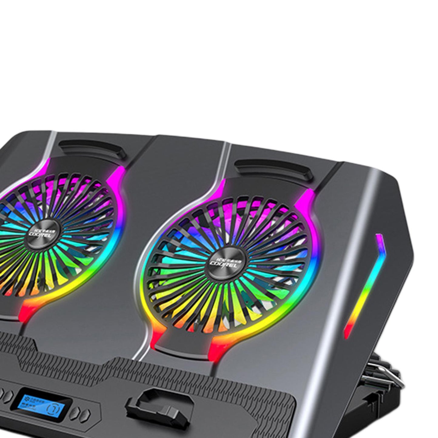 Laptop Cooler Cooling Pad Stand Adjustable Fan For Game PC Notebook Grey