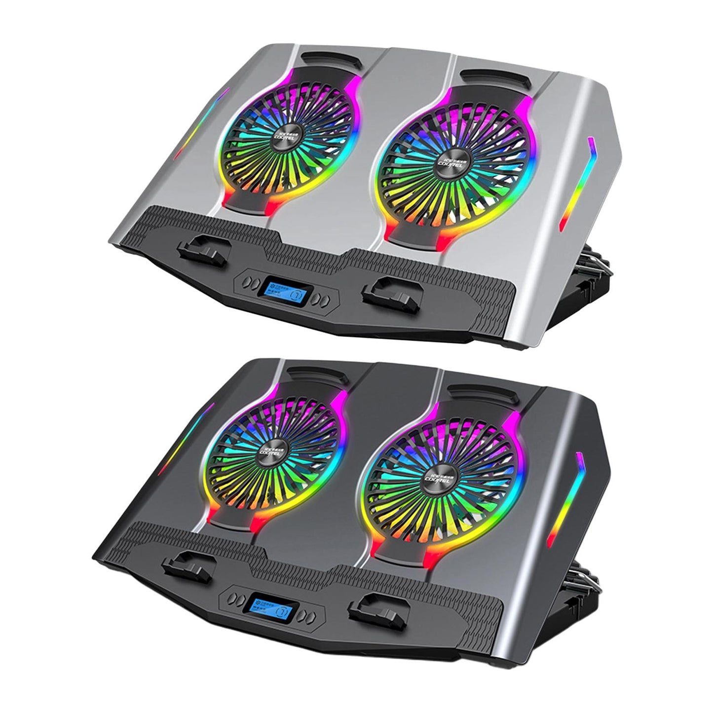 Laptop Cooler Cooling Pad Stand Adjustable Fan For Game PC Notebook Grey