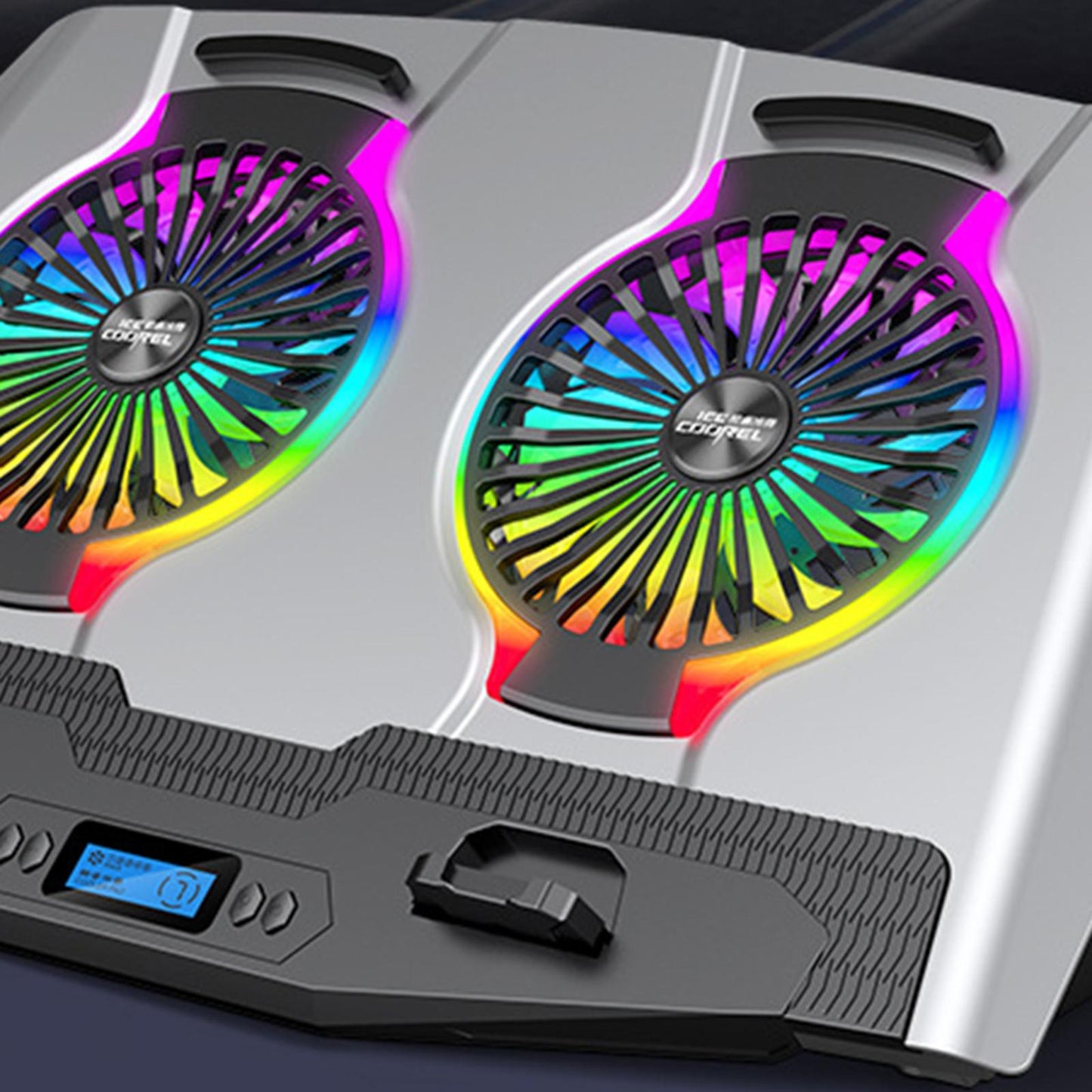 Laptop Cooler Cooling Pad Stand Adjustable Fan For Game PC Notebook Silver