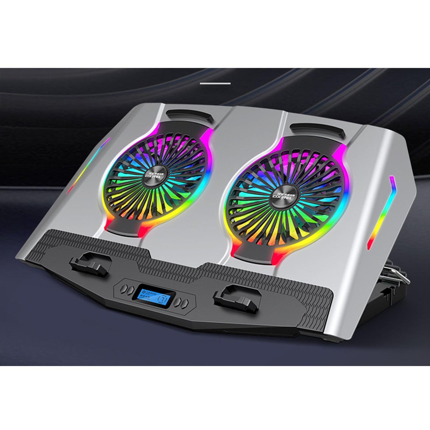 Laptop Cooler Cooling Pad Stand Adjustable Fan For Game PC Notebook Silver