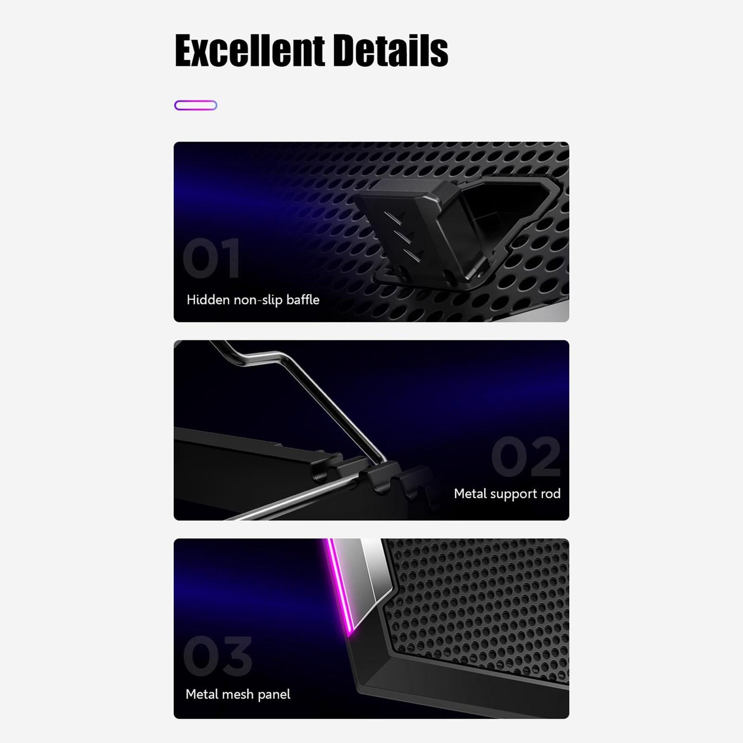 Gaming RGB Laptop Cooler Stand Cooling Pad for 12 to 18 Notebook Blue"