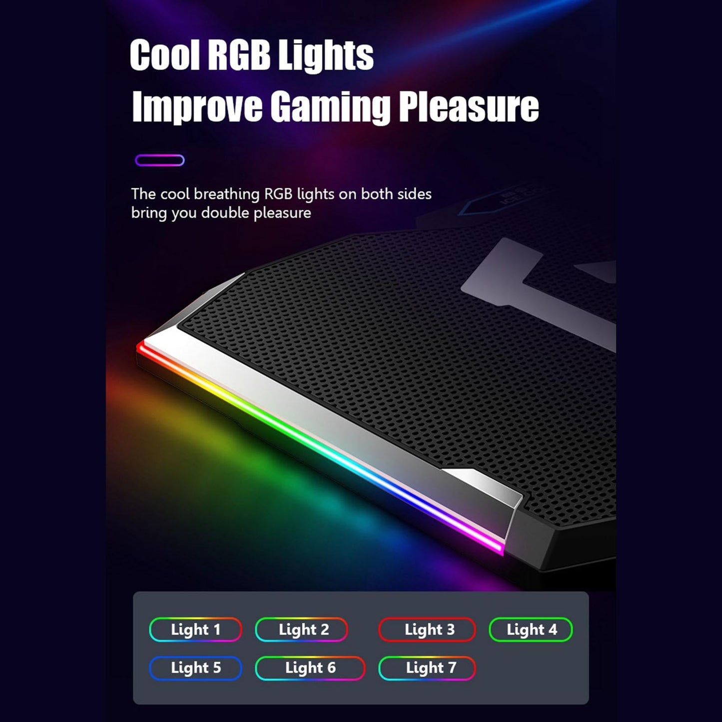 Gaming RGB Laptop Cooler Stand Cooling Pad for 12 to 18 Notebook Blue"