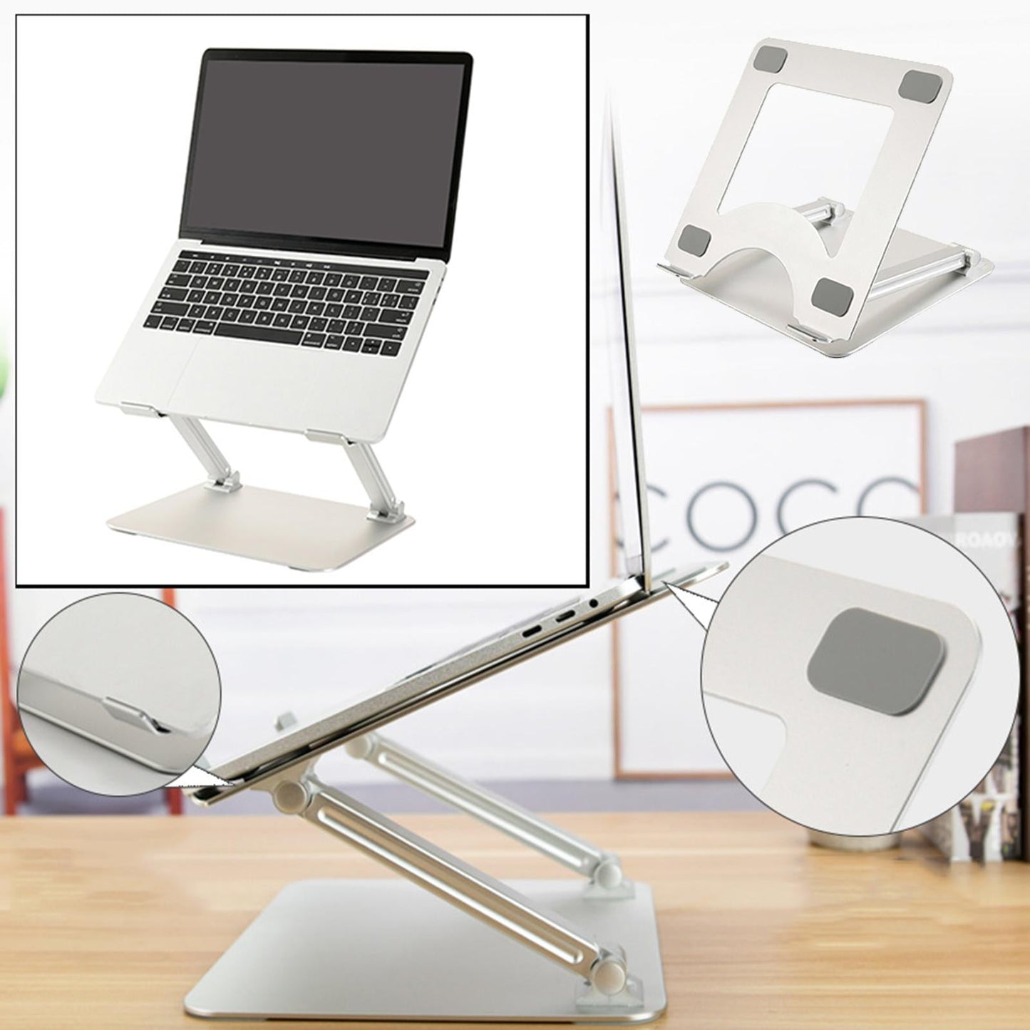 Portable Adjustable Aluminum Alloy Laptop Stand Holder Foldable Laptop Riser