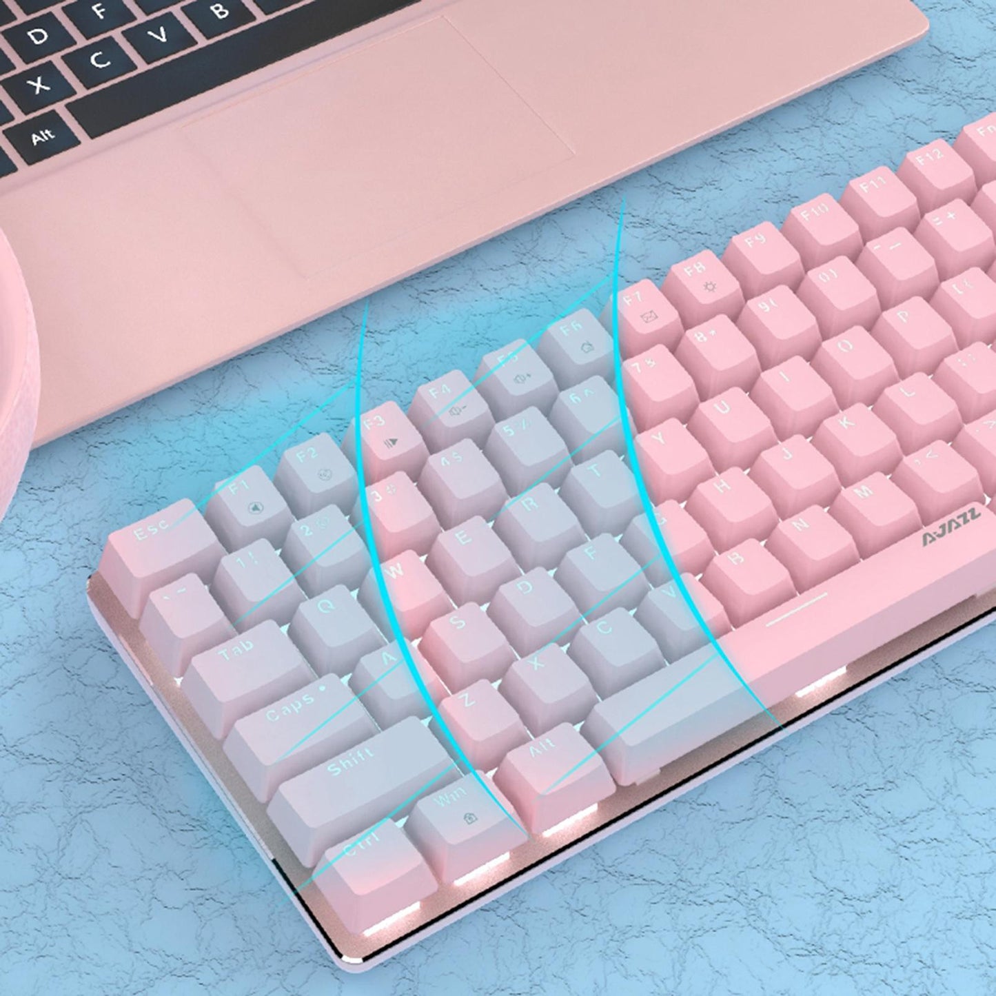 Pink Gaming Wired Keyboard 82 Keys Mini Compact for Desktop Gamer A