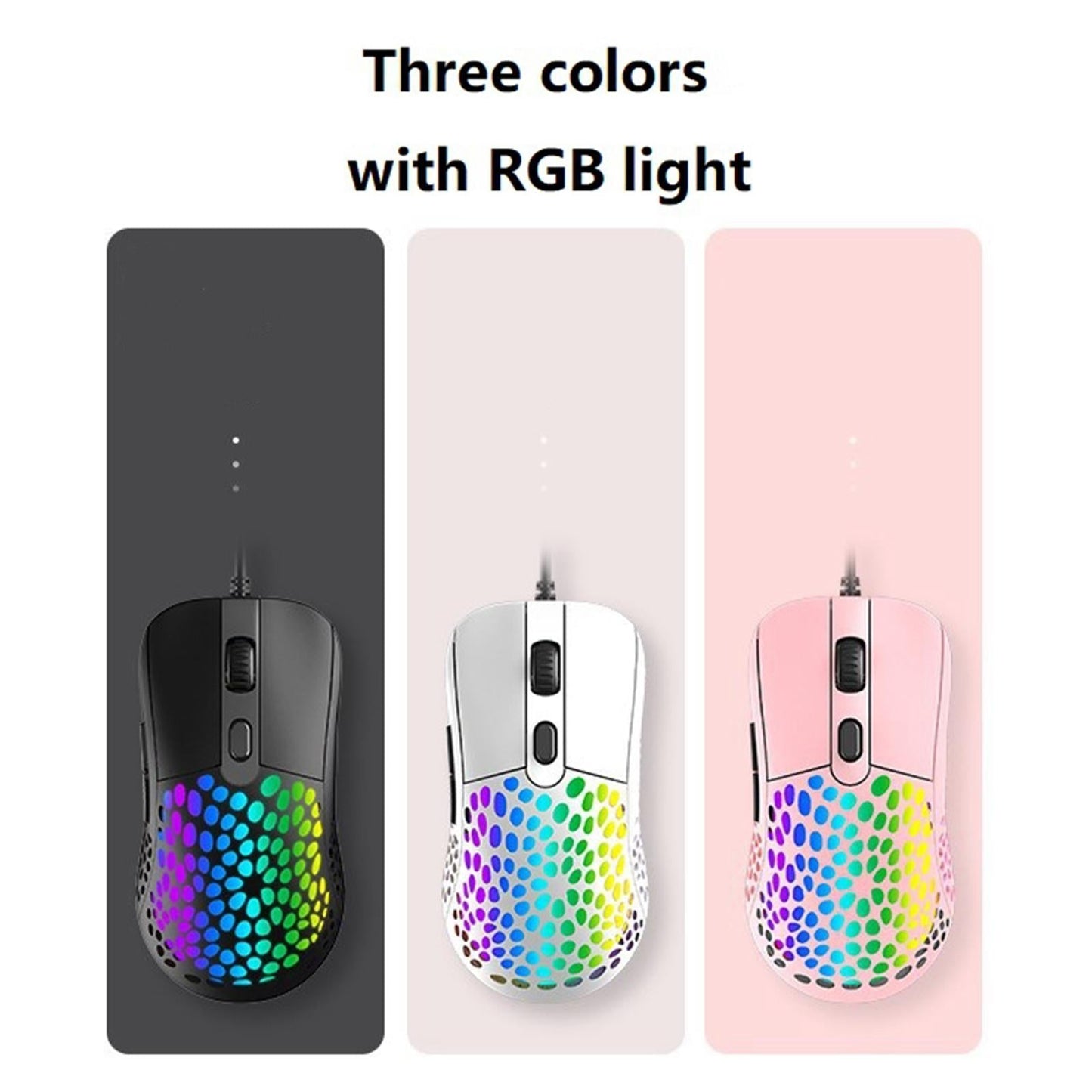Ultralight RGB Gaming Mouse Wired Hollow-Out Design High Precision Black