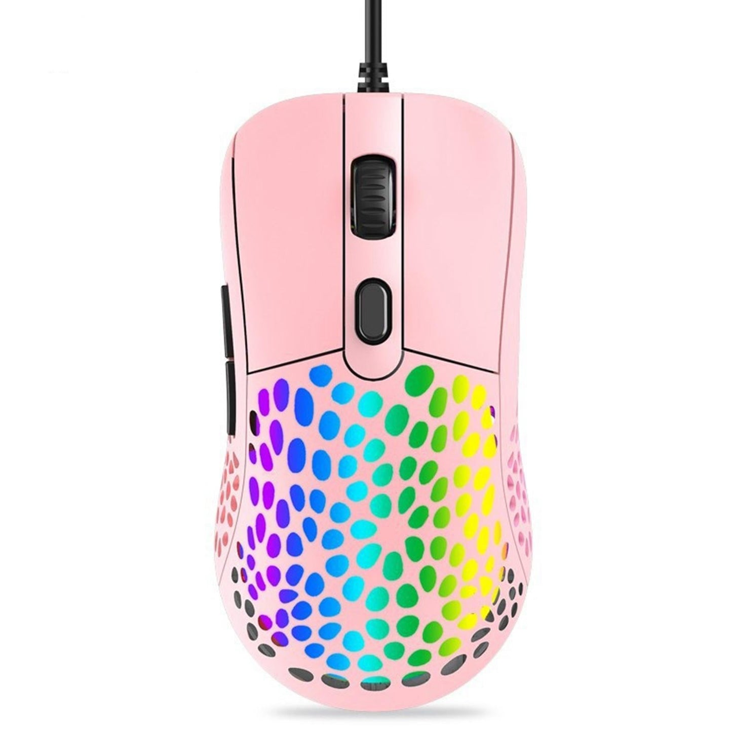 Ultralight RGB Gaming Mouse Wired Hollow-Out Design High Precision Pink