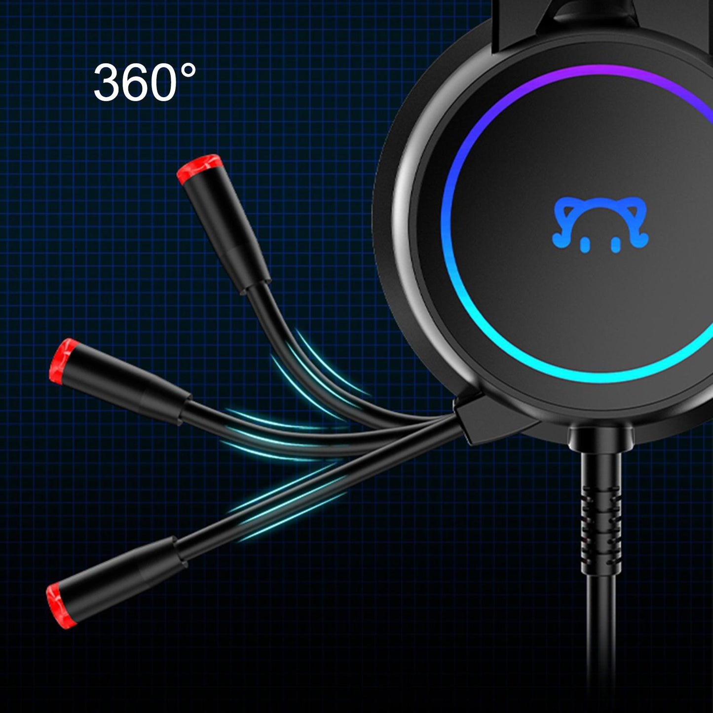 LED Gaming Headphones Wired Earphones 50mm Drive 2.2m Cable Pink USB