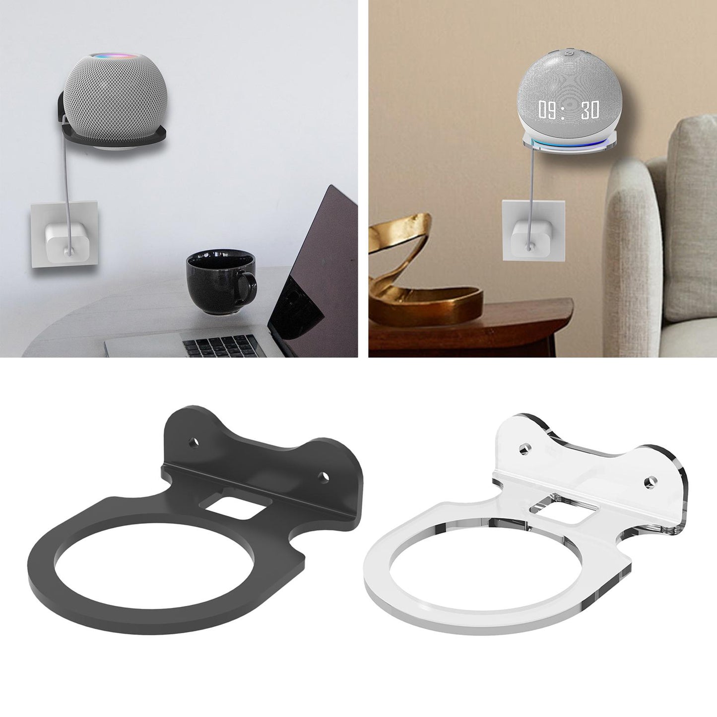 Wall Mount Holder Bracket for Echo dot 1/2/3/4 Audio Speaker Black