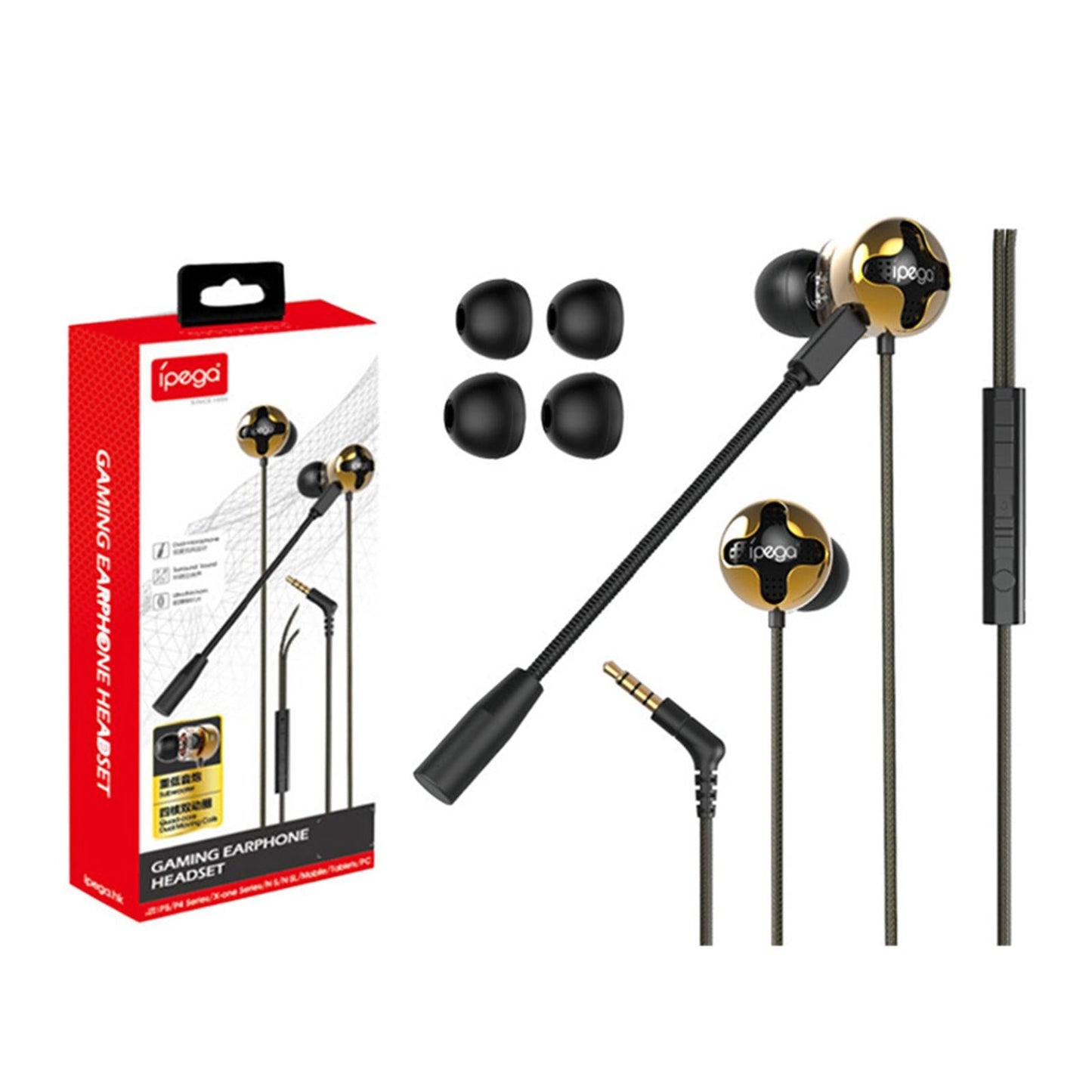 3.5mm In-Ear Gaming Wired Earphone Dual Mic for Switch 3D Surround Sound