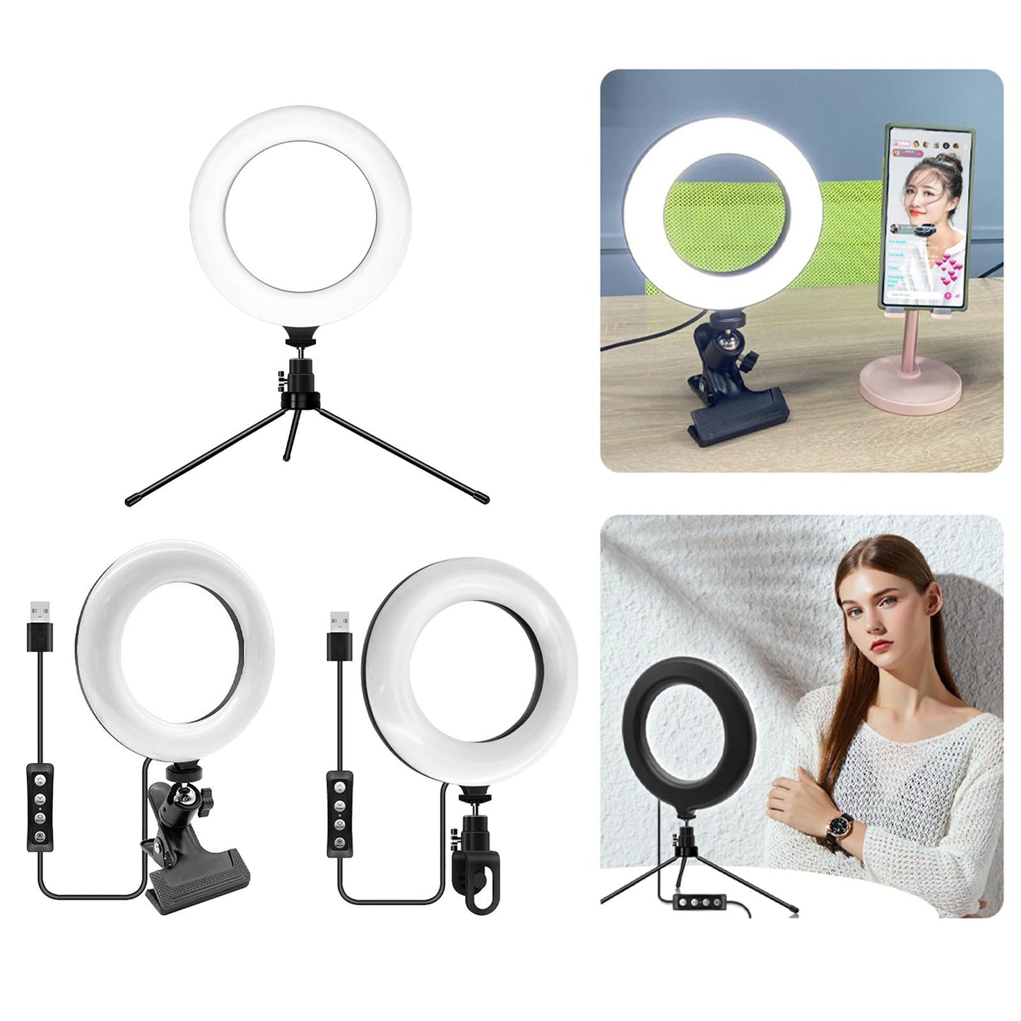 Practical LED Selfie Ring Light Fill Lamp For Laptop Clip Style