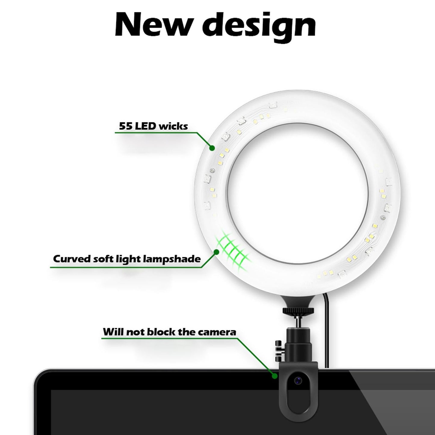 Practical LED Selfie Ring Light Fill Lamp For Laptop Hasp Style