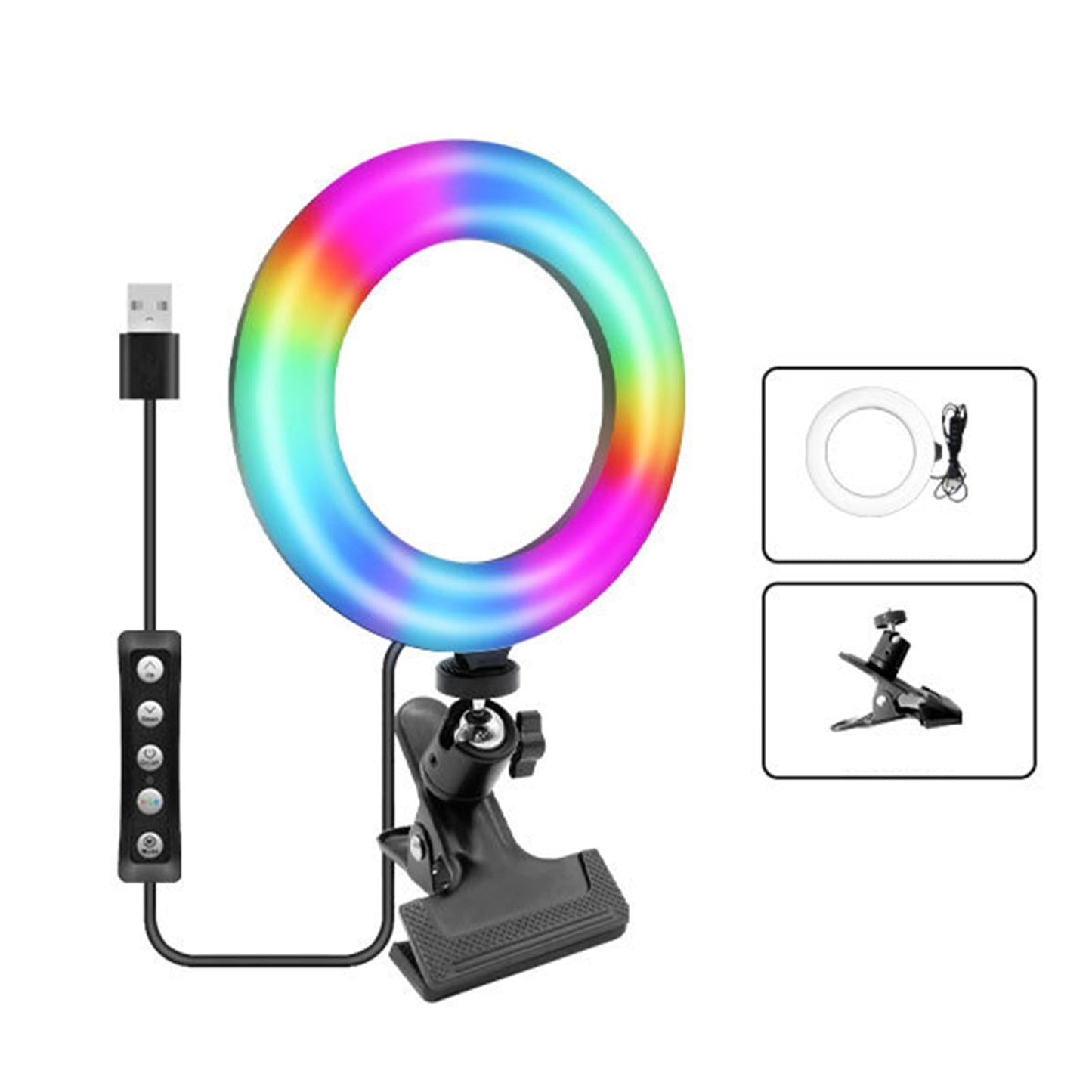 Practical LED RGB Selfie Ring Light Fill Lamp For Laptop Clip Style