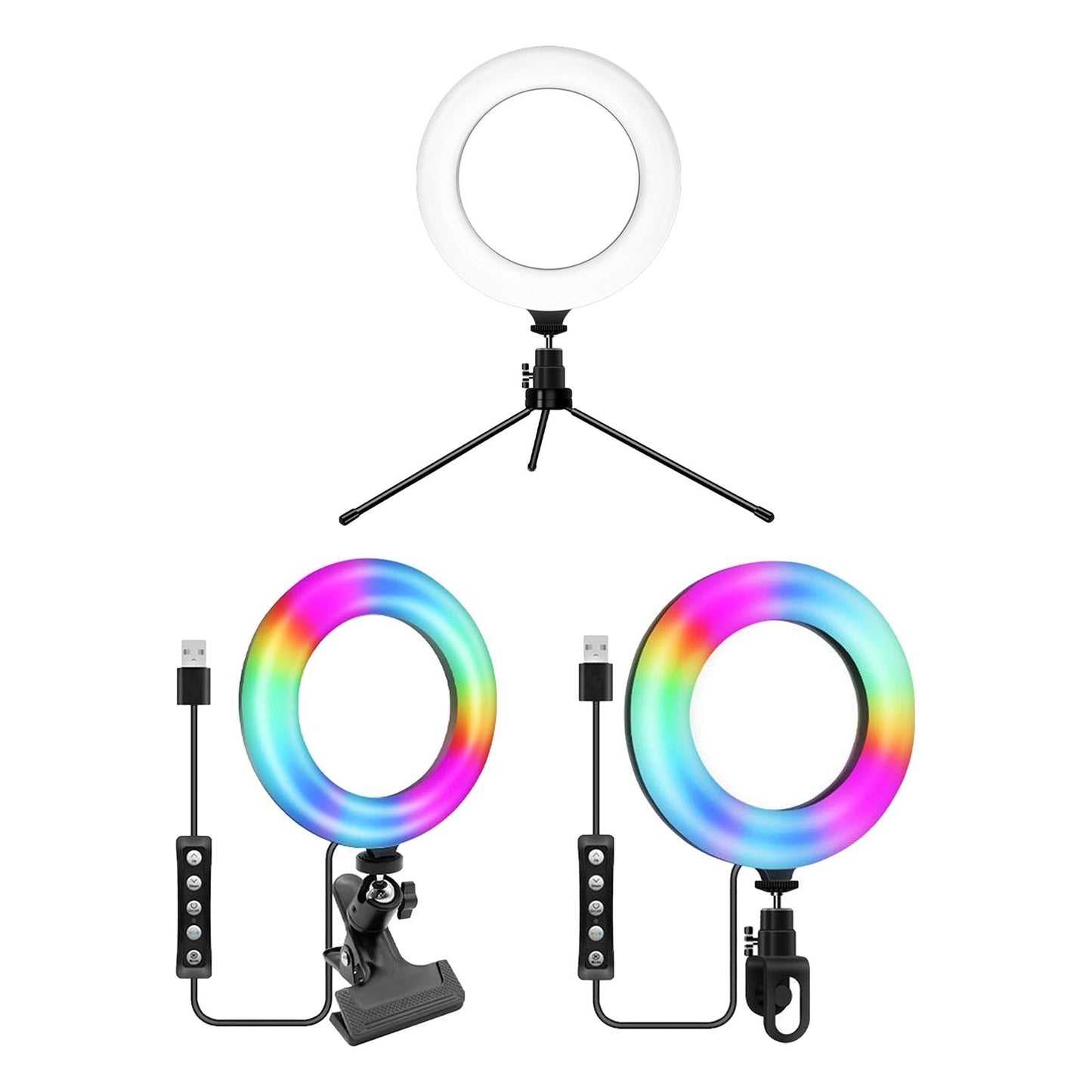 Practical LED RGB Selfie Ring Light Fill Lamp For Laptop Clip Style