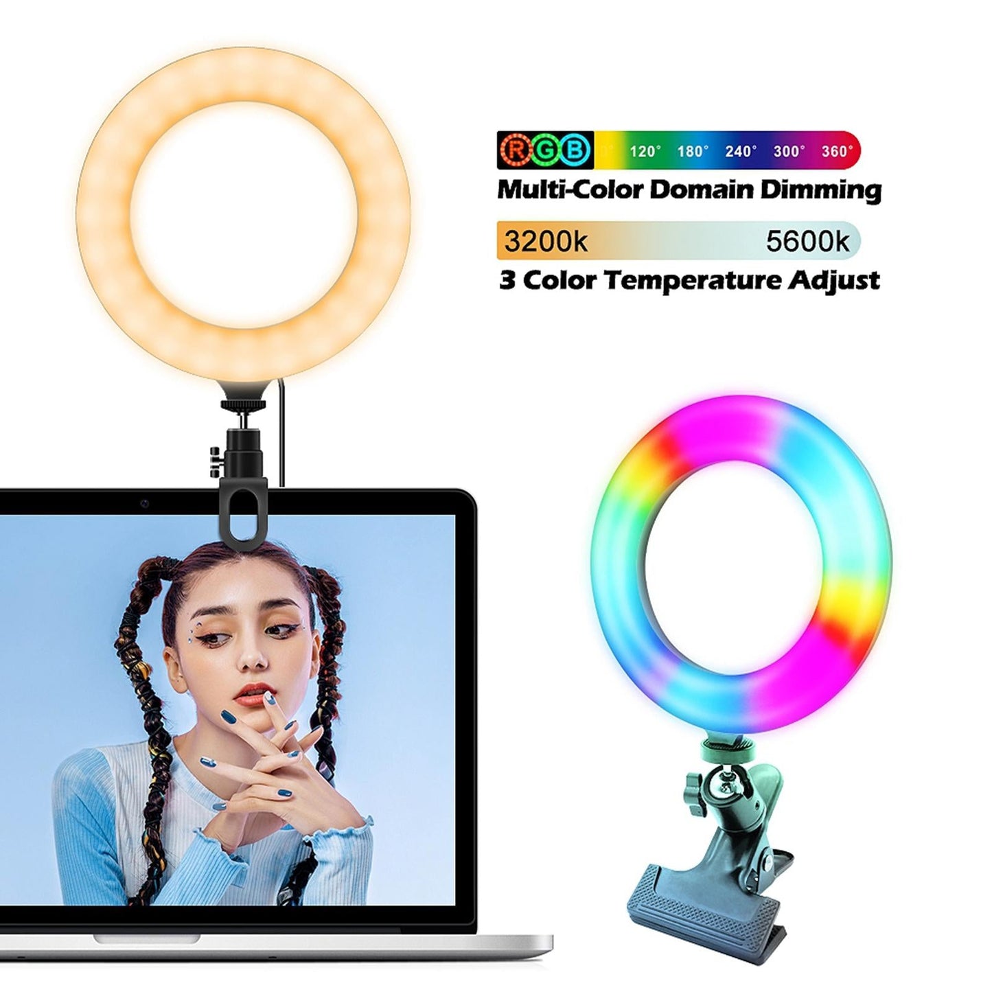 Practical LED RGB Selfie Ring Light Fill Lamp For Laptop Hasp Style