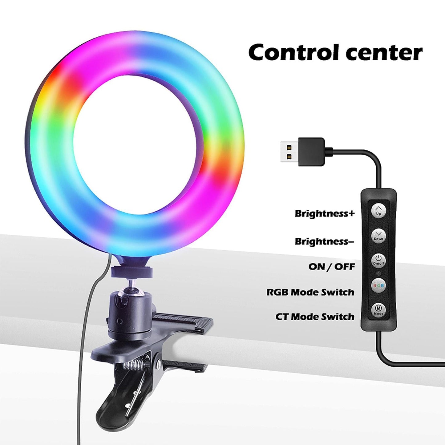 Practical LED RGB Selfie Ring Light Fill Lamp For Laptop Hasp Style