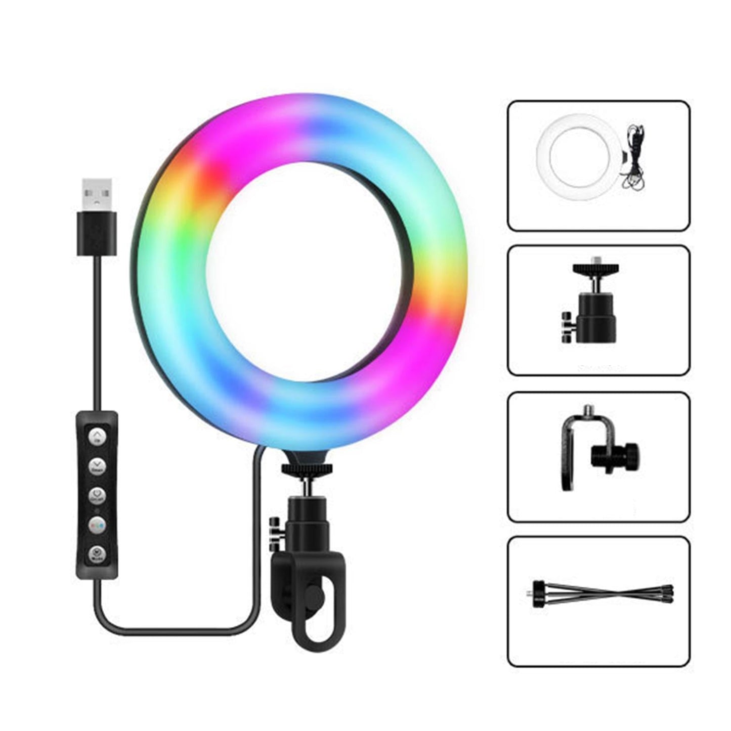 Practical LED RGB Selfie Ring Light Fill Lamp For Laptop Tripod Style