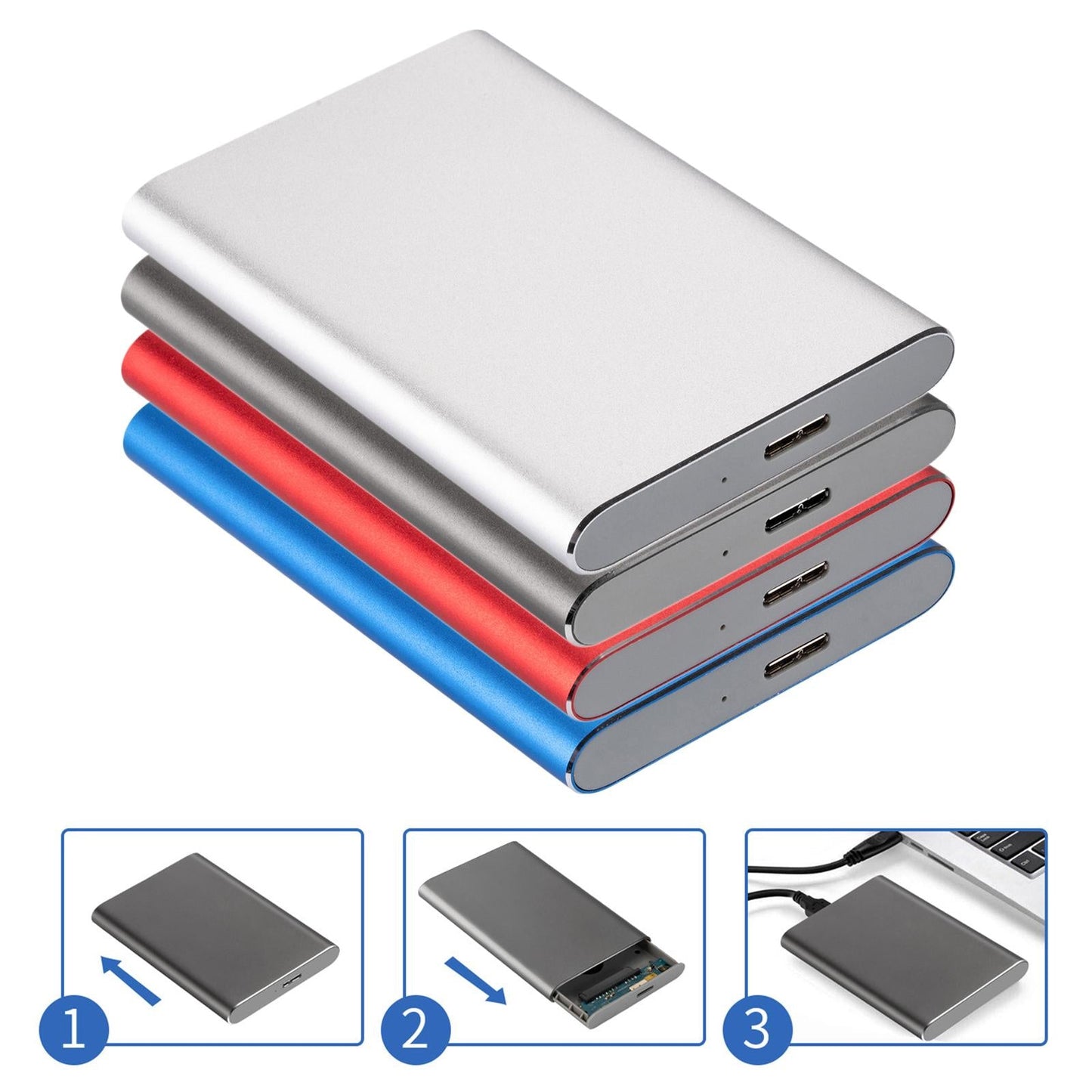 2.5in Portable USB 3.0 SATA 4TB Hard Drive Enclosure Tool Free Red