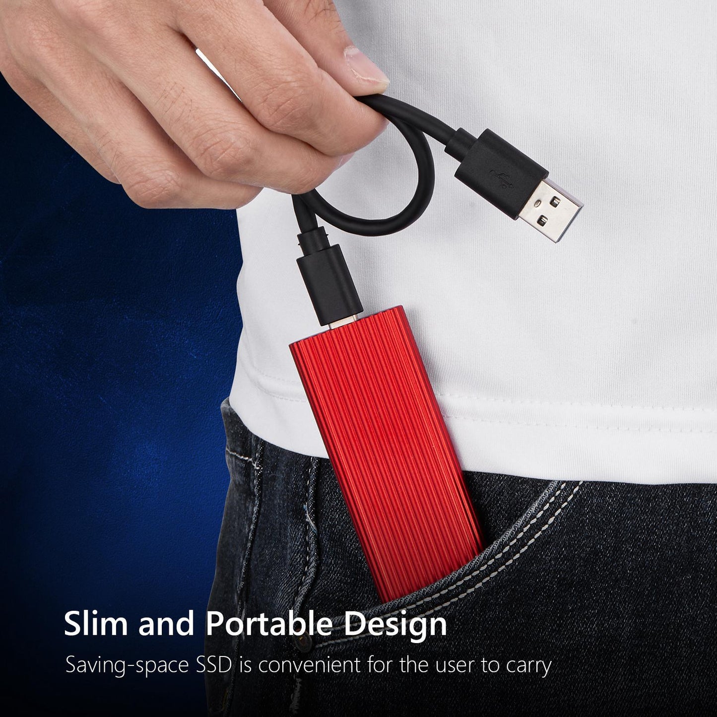 500GB SSD External Portable Storage USB 3.1 Gen-1 USB-C Compatible red